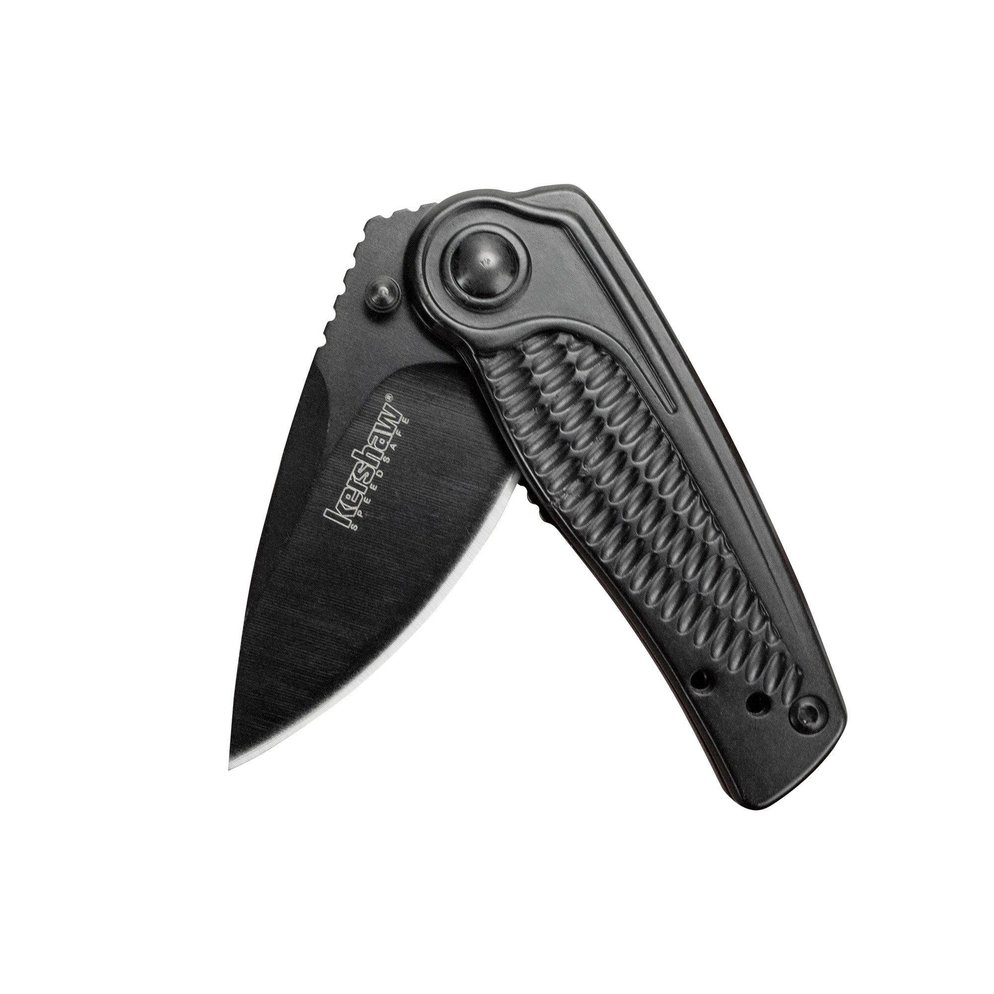 Kershaw Spoke 2-Inch Plain Edge Folding Knife with Assisted Opening and Black Finish