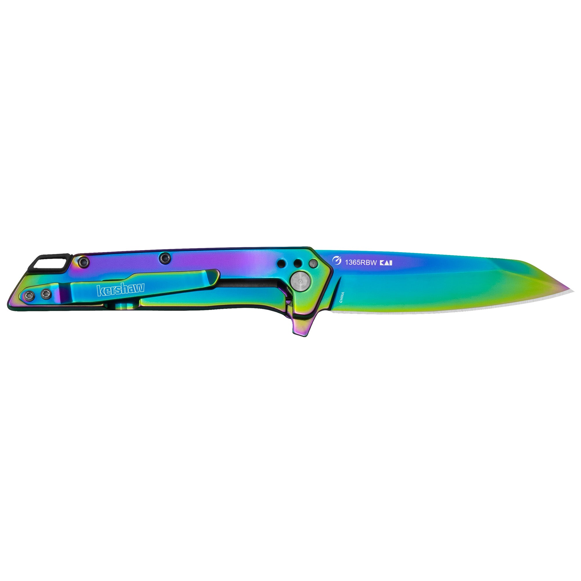 Kershaw Misdirect 1365RBW Rainbow PVD Folding Knife – Stylish Entry-Level Blade with Reverse Tanto Design
