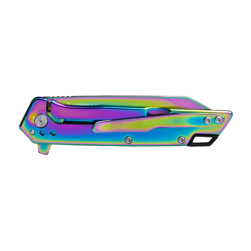 Kershaw Misdirect 1365RBW Rainbow PVD Folding Knife – Stylish Entry-Level Blade with Reverse Tanto Design