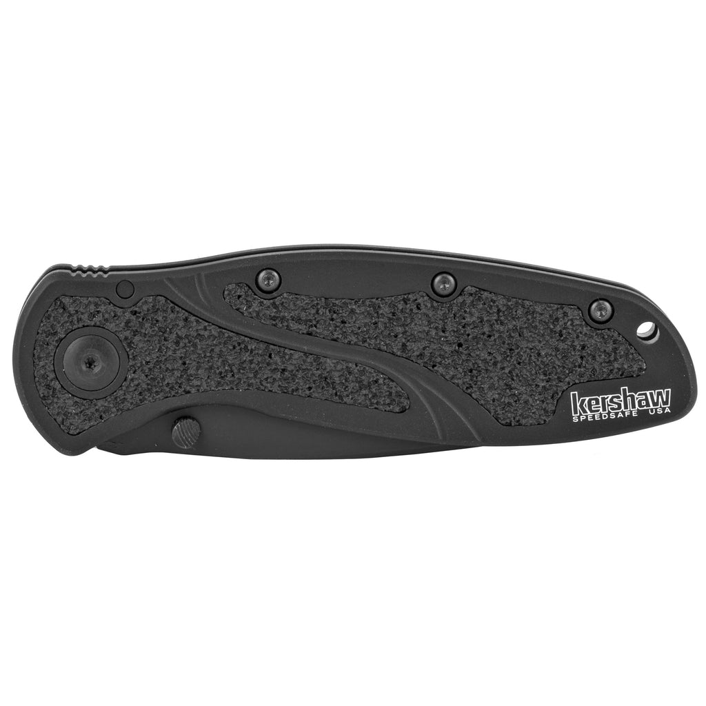 Kershaw Blur Tanto Folding Knife with Serrated Edge, 3.4-Inch Blade, Black DLC Coating