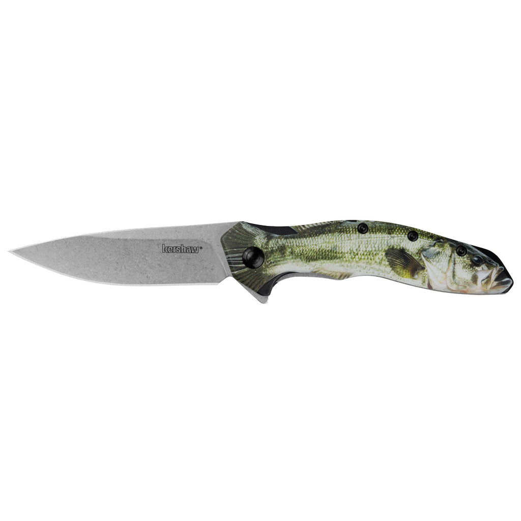 Kershaw Shoreline 3 Bass Folding Knife with Assisted Opening and 8Cr13MoV Blade