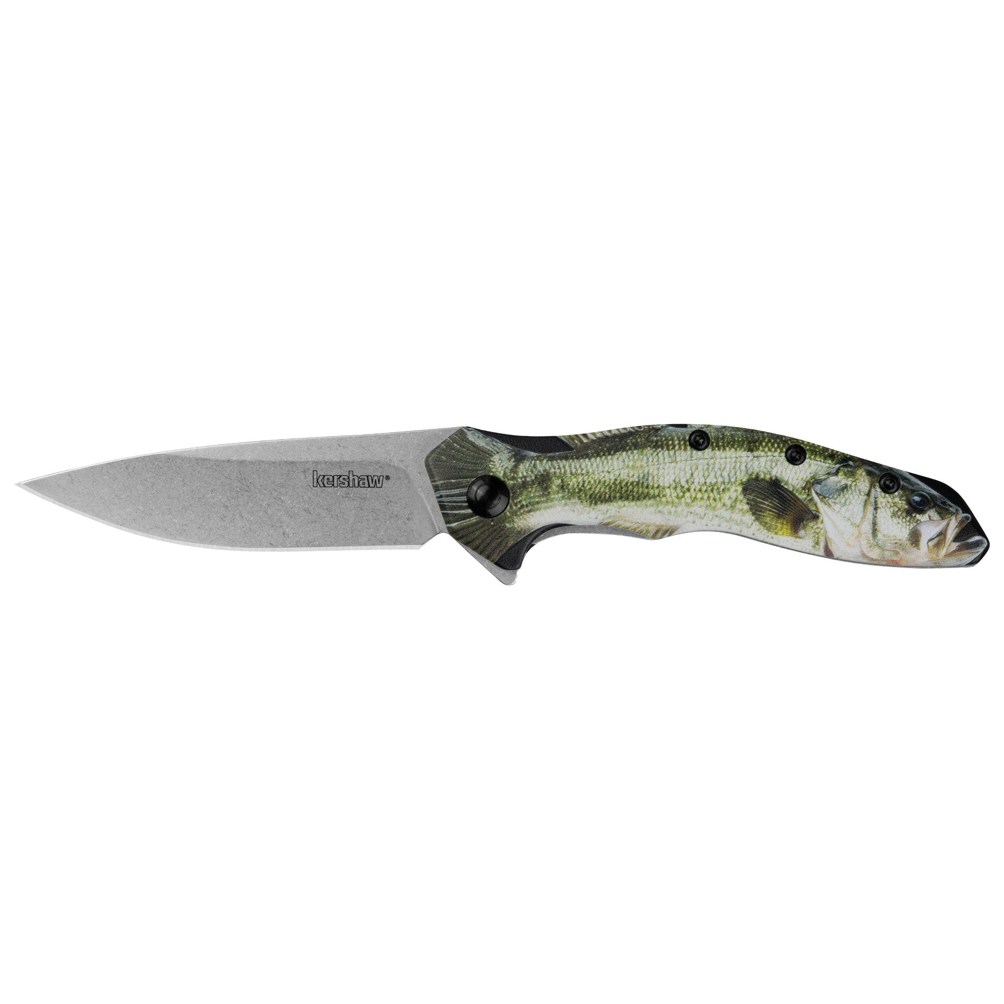 Kershaw Shoreline 3 Bass Folding Knife with Assisted Opening and 8Cr13MoV Blade