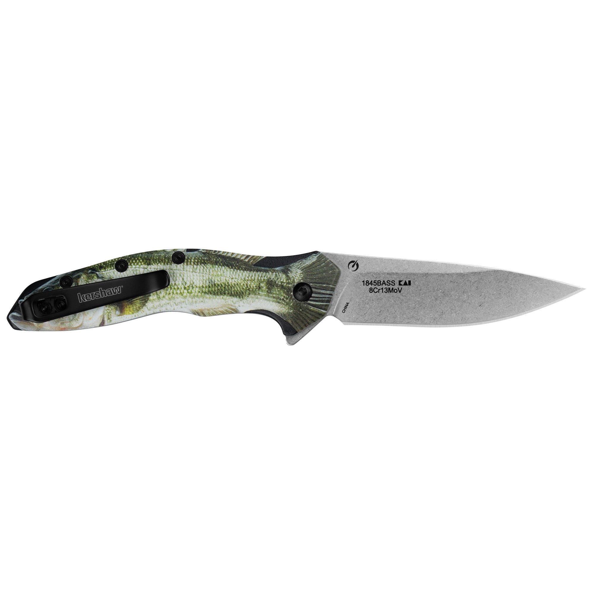 Kershaw Shoreline 3 Bass Folding Knife with Assisted Opening and 8Cr13MoV Blade