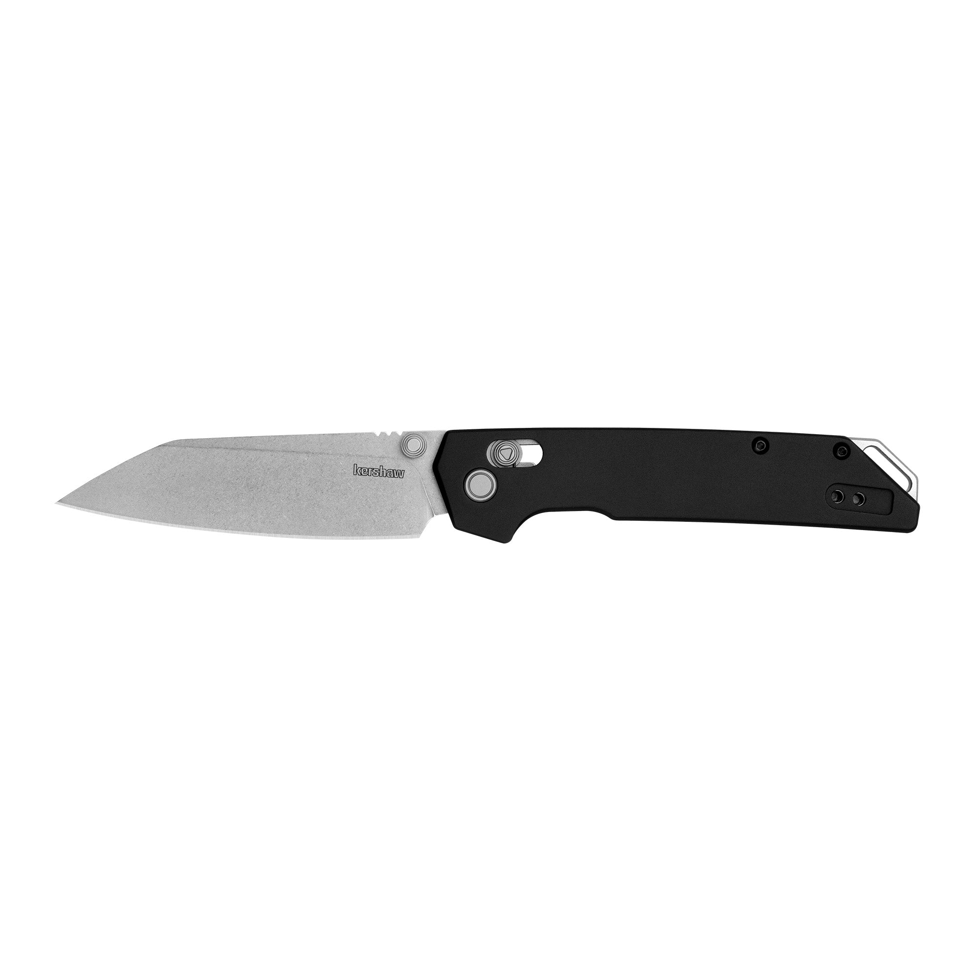 Kershaw Iridium Reverse Tanto Folding Knife - 3.4-inch Plain Edge, Black and Silver D2 Steel