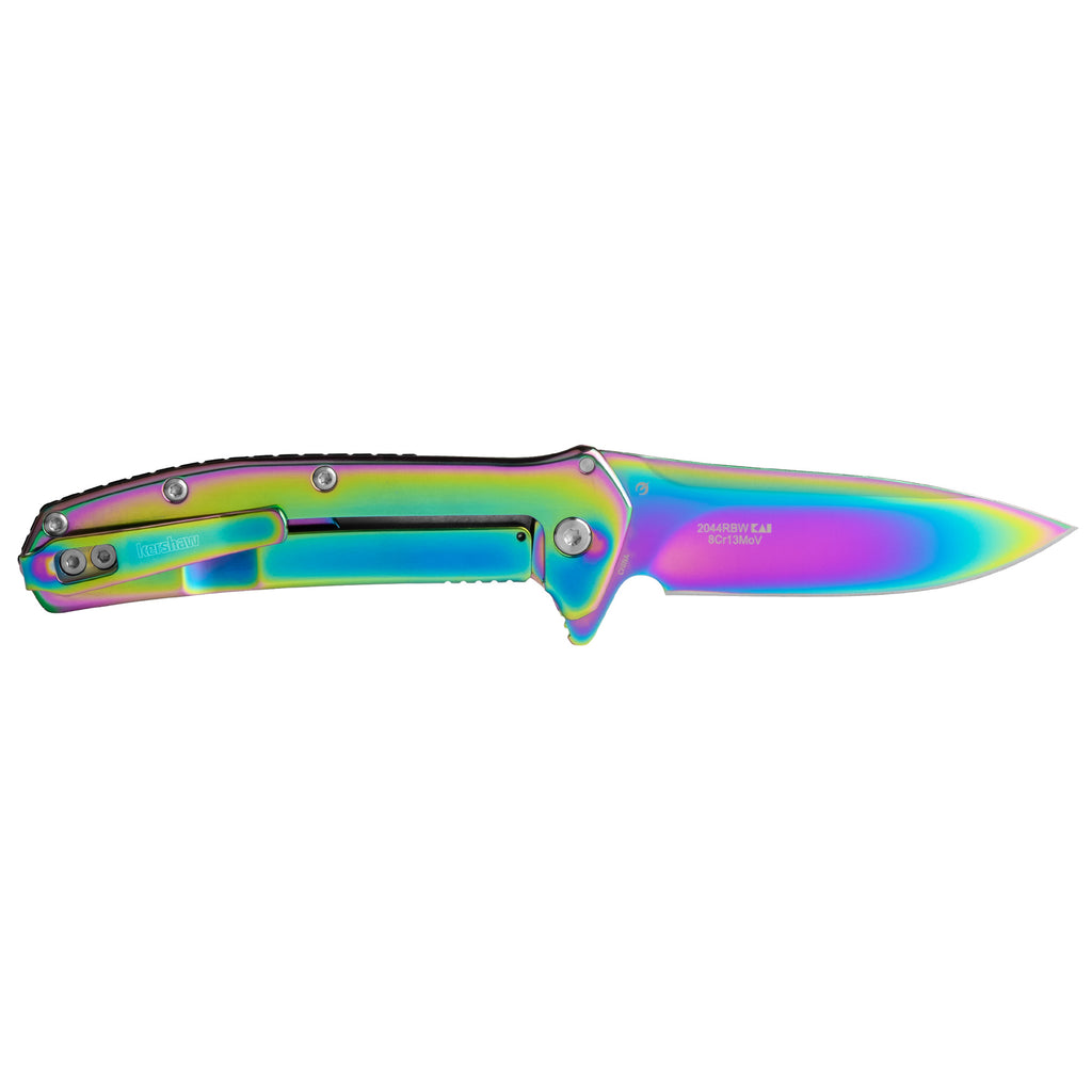 Kershaw Outcome 2.8 Rainbow PVD Assisted Folding Knife with Steel Frame Lock