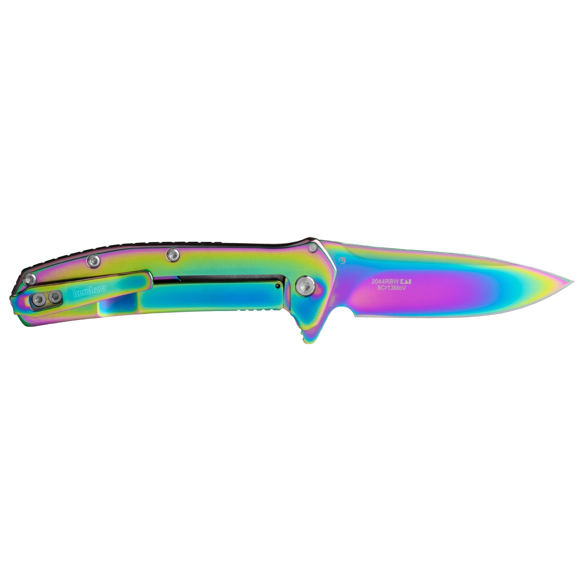 Kershaw Outcome 2.8 Rainbow PVD Assisted Folding Knife with Steel Frame Lock
