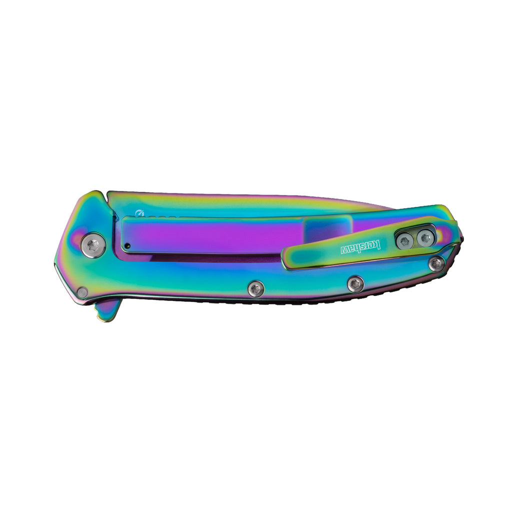 Kershaw Outcome 2.8 Rainbow PVD Assisted Folding Knife with Steel Frame Lock
