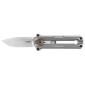 Kershaw Cybernet 2.4-Inch Plain Edge Out-the-Front Folding Knife, Silver with D2 Steel Blade