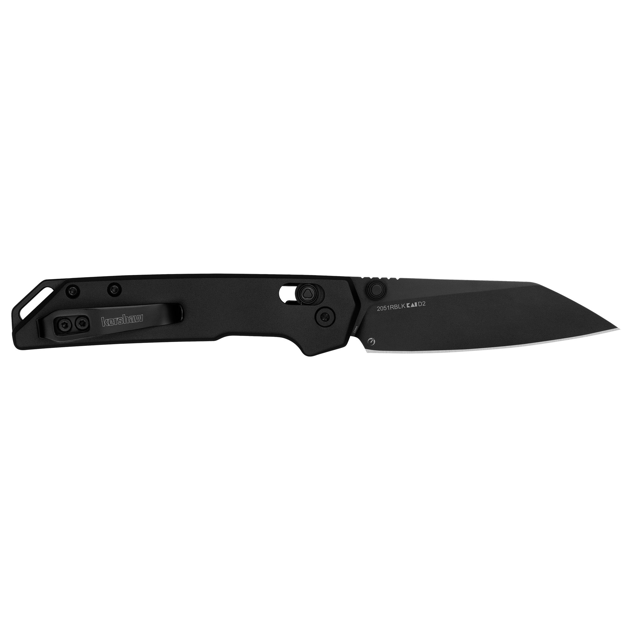 Kershaw Mini Iridium Reverse Tanto Folding Knife with D2 Steel, Black Handle and Reversible Pocket Clip