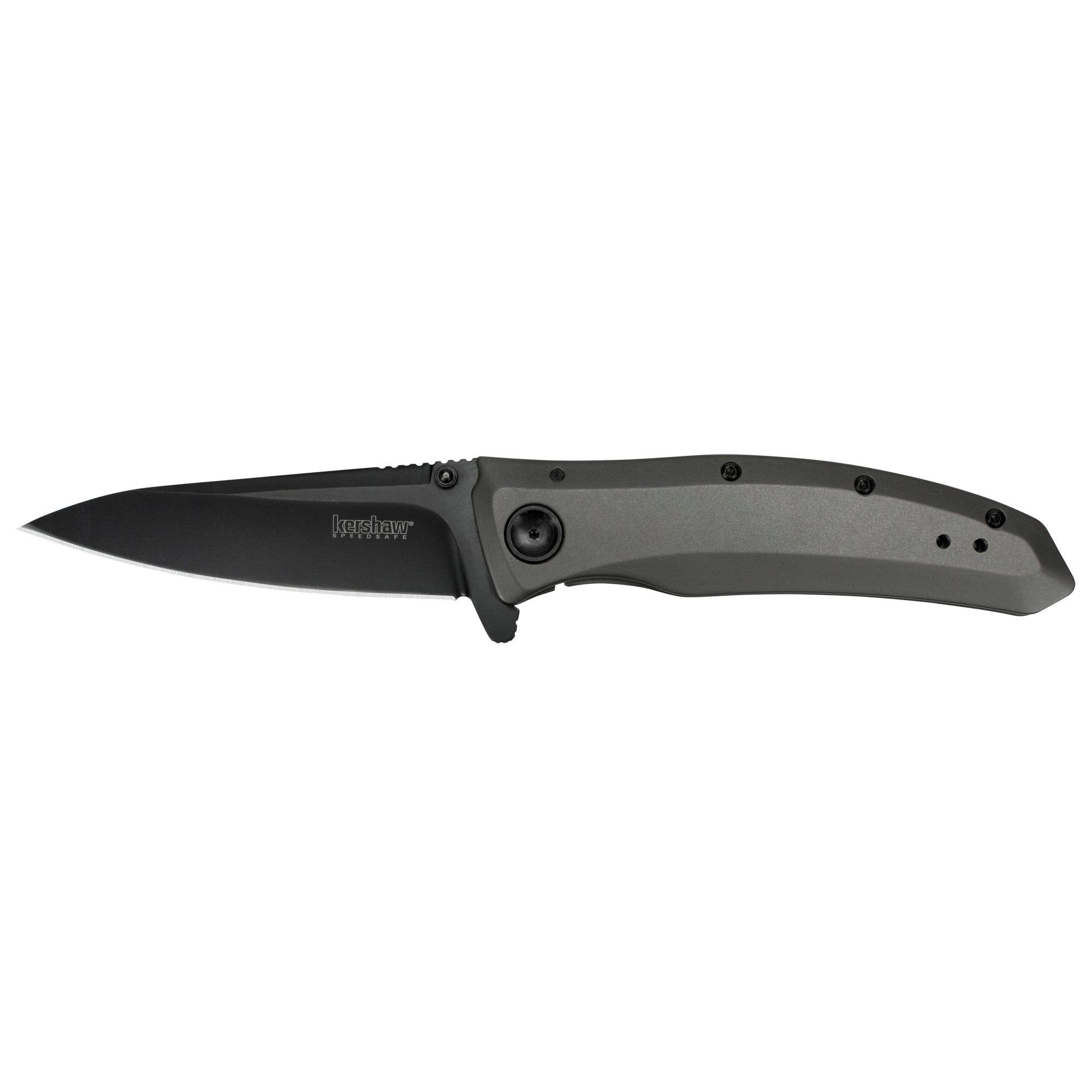 Kershaw Grid 3.7-Inch Plain Edge Folding Knife with Assisted Opening and Black-Oxide Finish