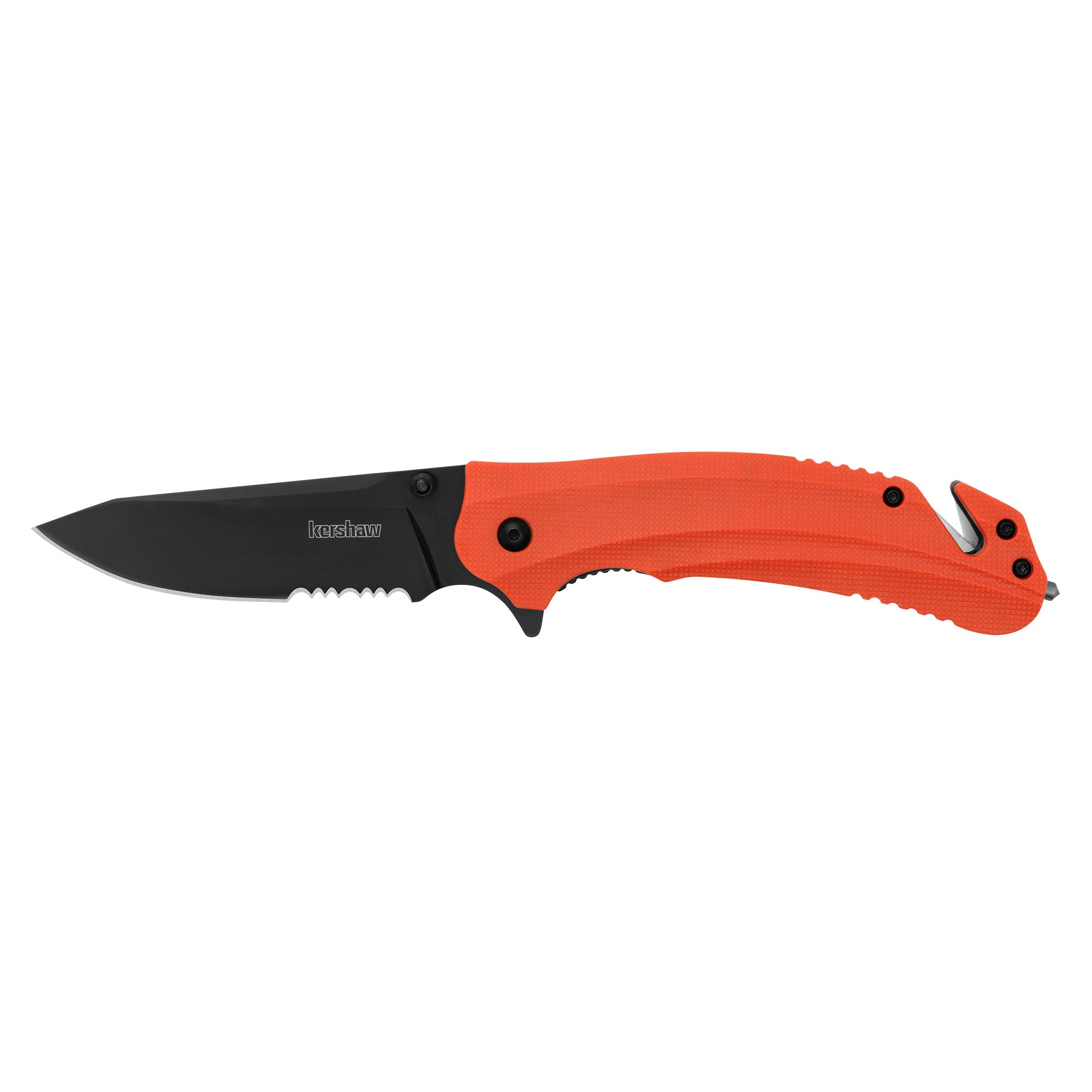 Kershaw Barricade Serrated Folding Knife with Assisted Opening and Emergency Features