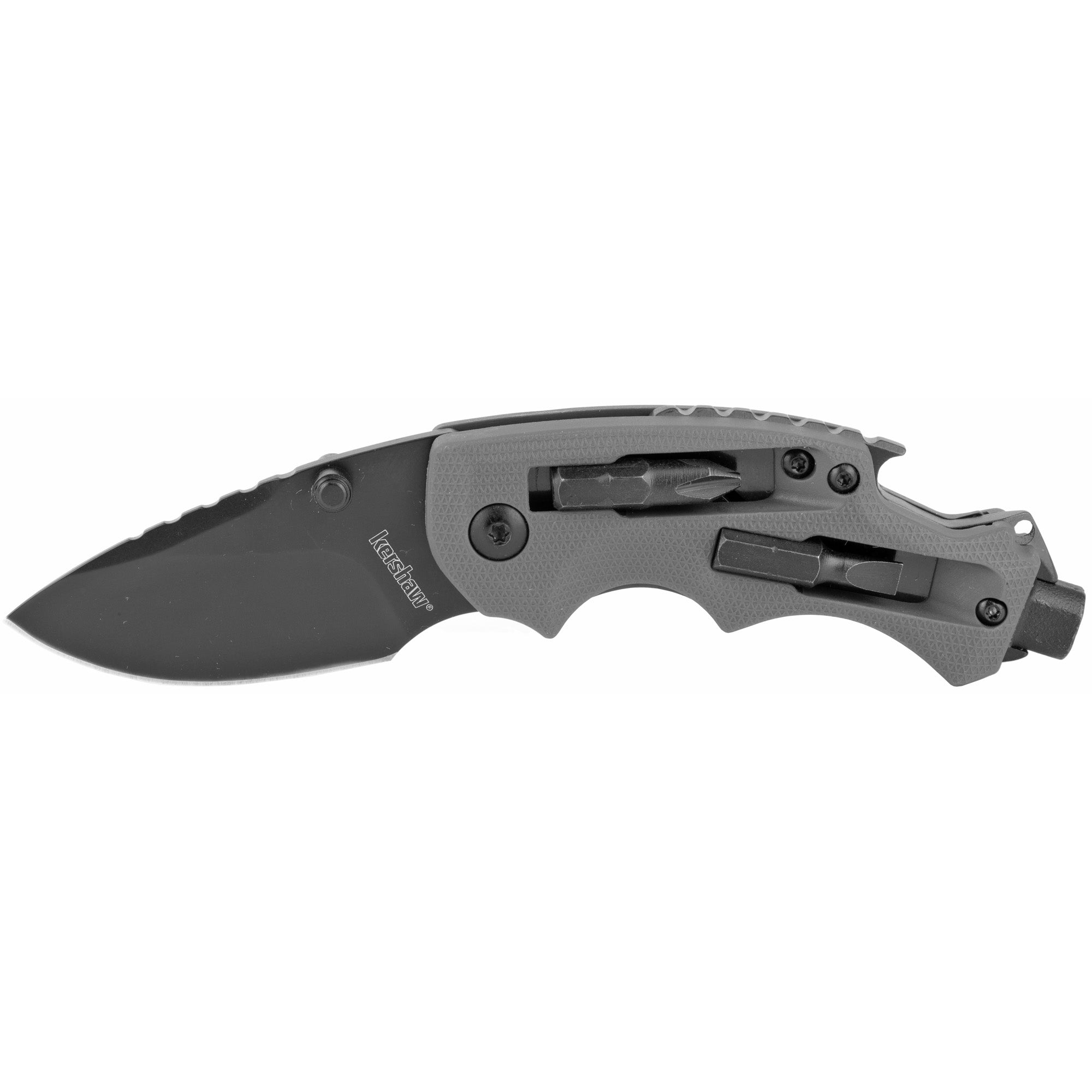 Kershaw Shuffle DIY Folding Knife with Built-In Screwdriver and Bottle Opener - 2.4-Inch Blade, Gray and Black
