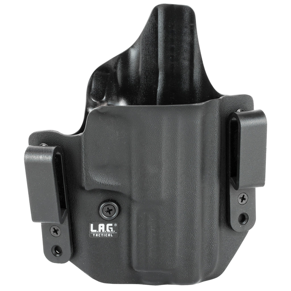 L.A.G. Tactical Defender Inside Waistband Holster with Adjustable Retention and Interchangeable Belt Loops, Black Kydex