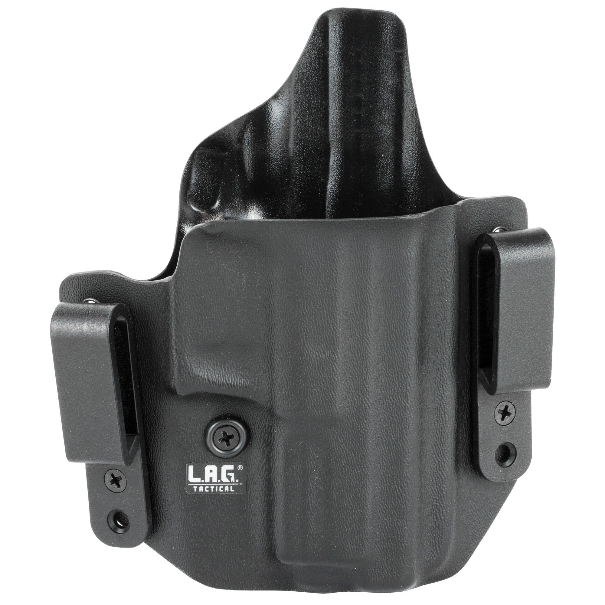 L.A.G. Tactical Defender Inside Waistband Holster with Adjustable Retention and Interchangeable Belt Loops, Black Kydex