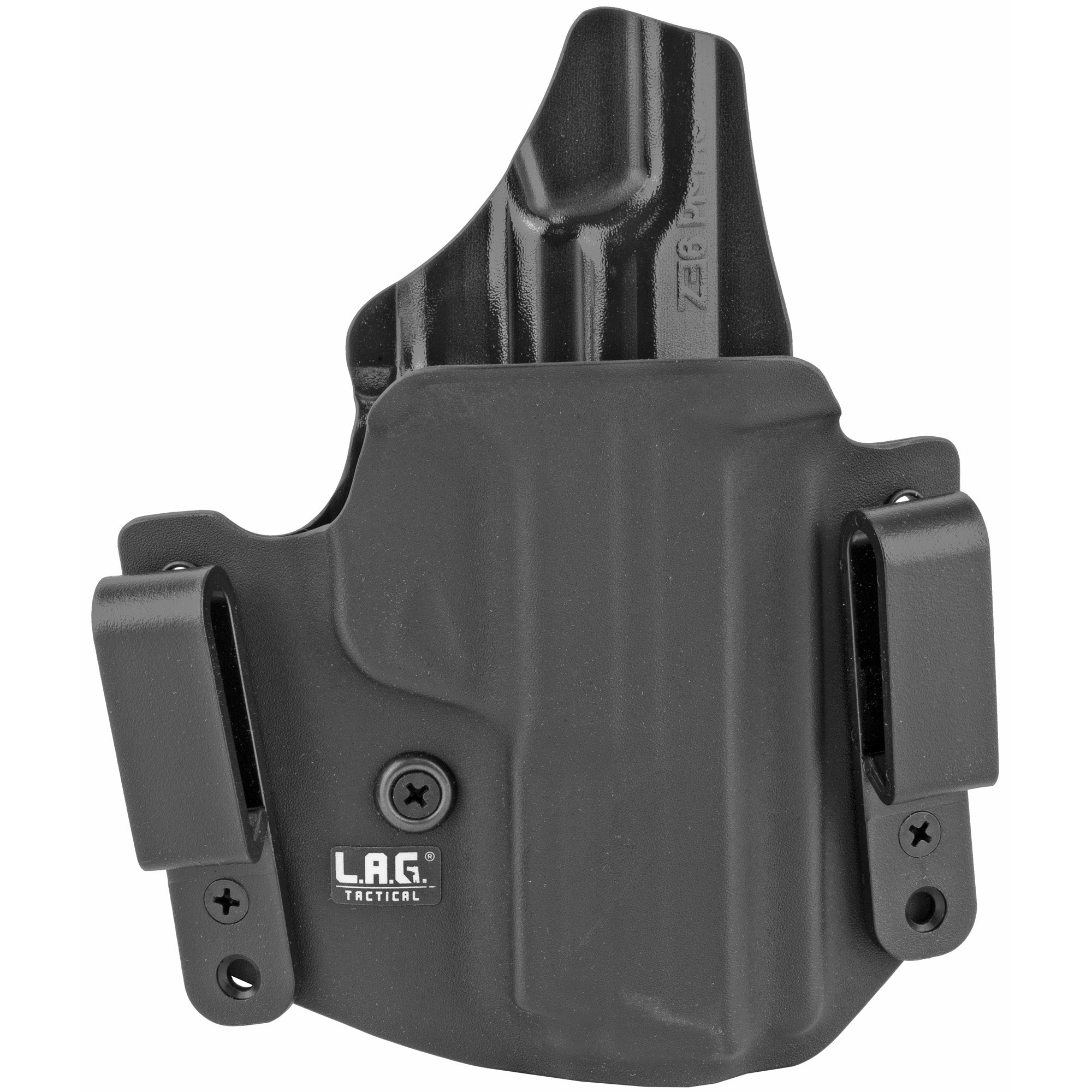 L.A.G. Tactical Defender IWB/OWB Combo Holster for Smith & Wesson Shield 9, Right Hand, Black Kydex