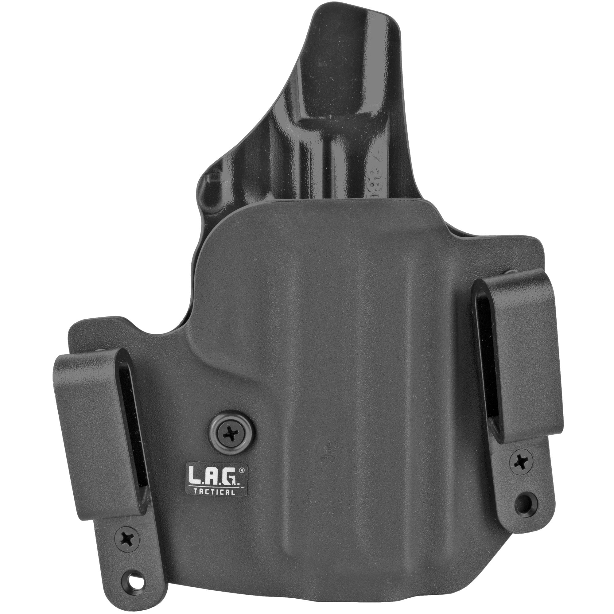L.A.G. Tactical Defender IWB/OWB Combo Holster for Smith & Wesson Shield 380 EZ, Right Hand, Black Kydex