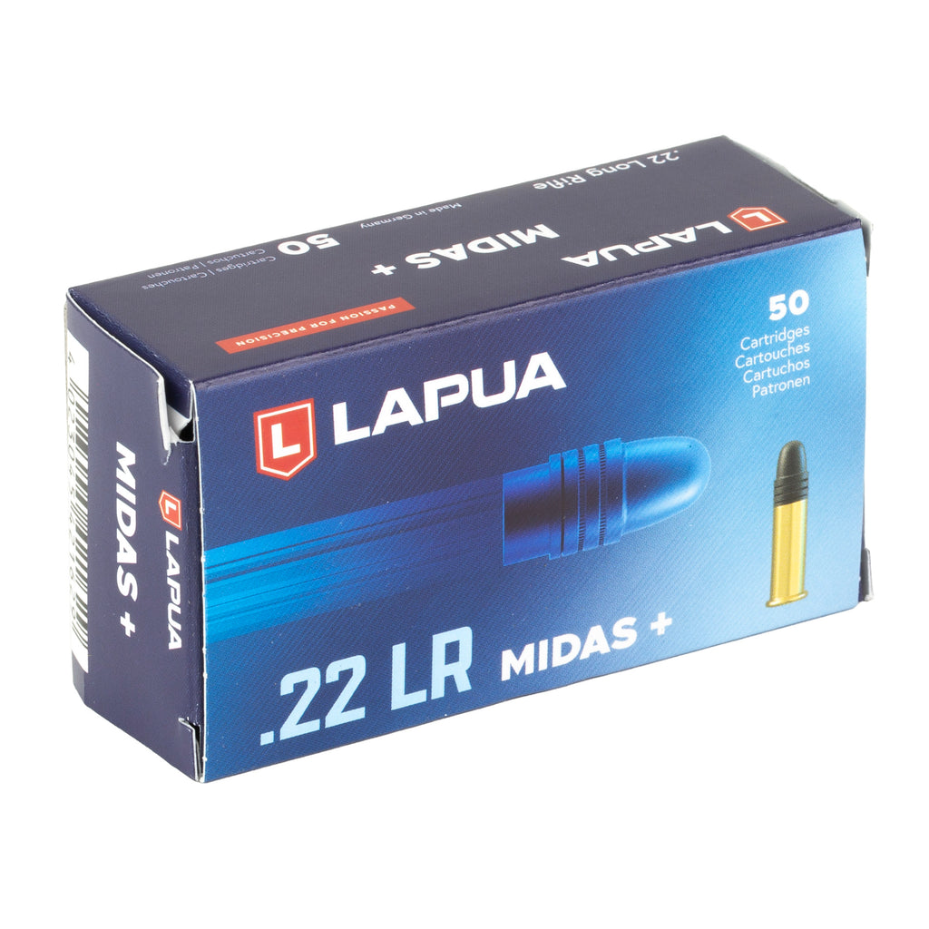 Lapua Midas+ .22 LR 40 Grain Lead Round Nose Ammunition - 50 Rounds per Box, 5000 per Case