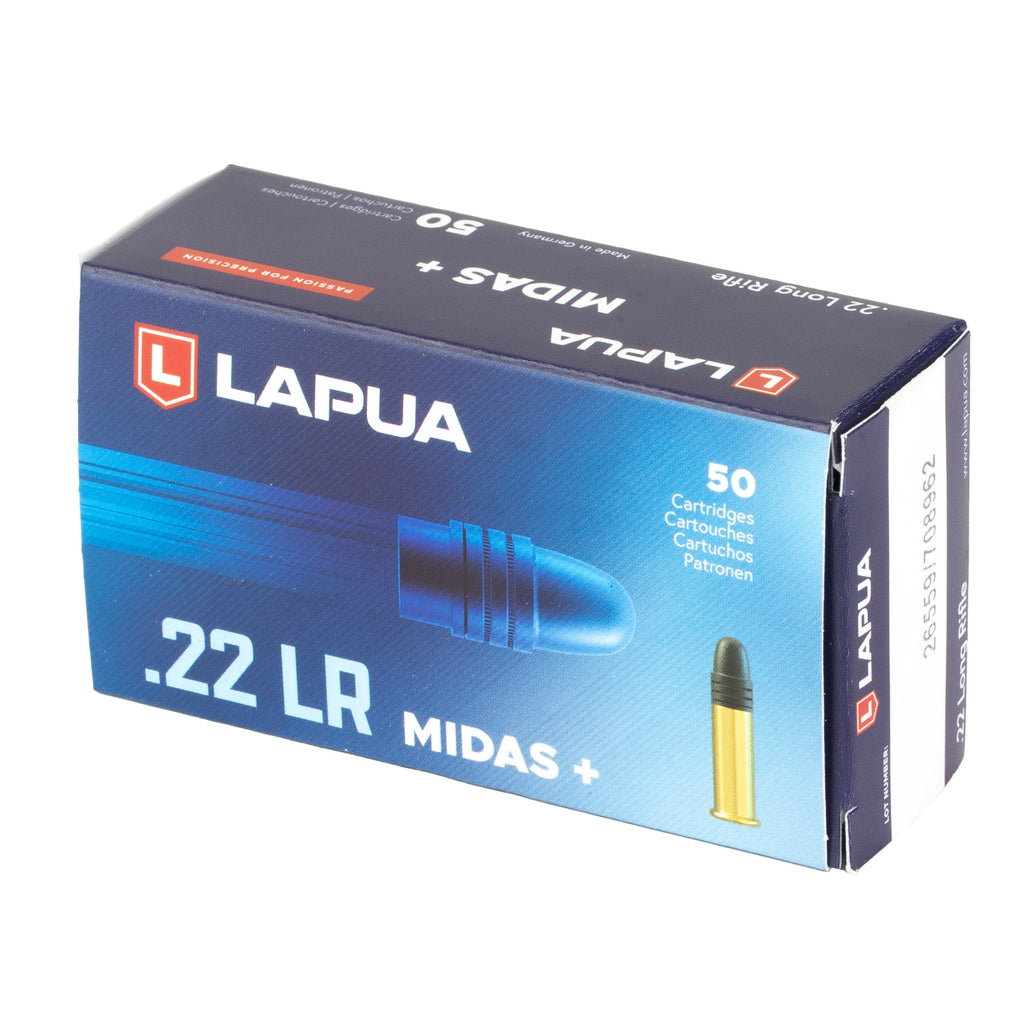 Lapua Midas+ .22 LR 40 Grain Lead Round Nose Ammunition - 50 Rounds per Box, 5000 per Case