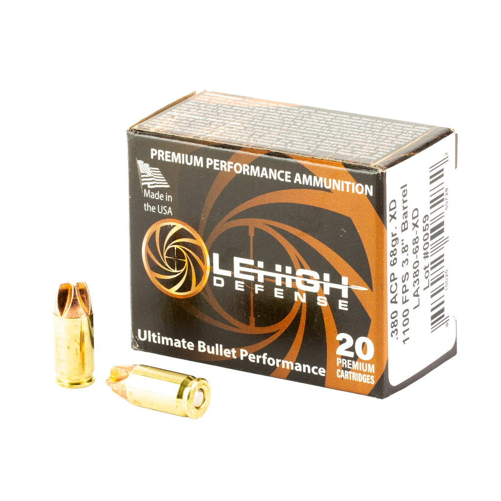Lehigh Defense Xtreme Defense .380 ACP 68-Grain Fluid Transfer Monolithic Ammo - 20 Rounds per Box, 200 per Case