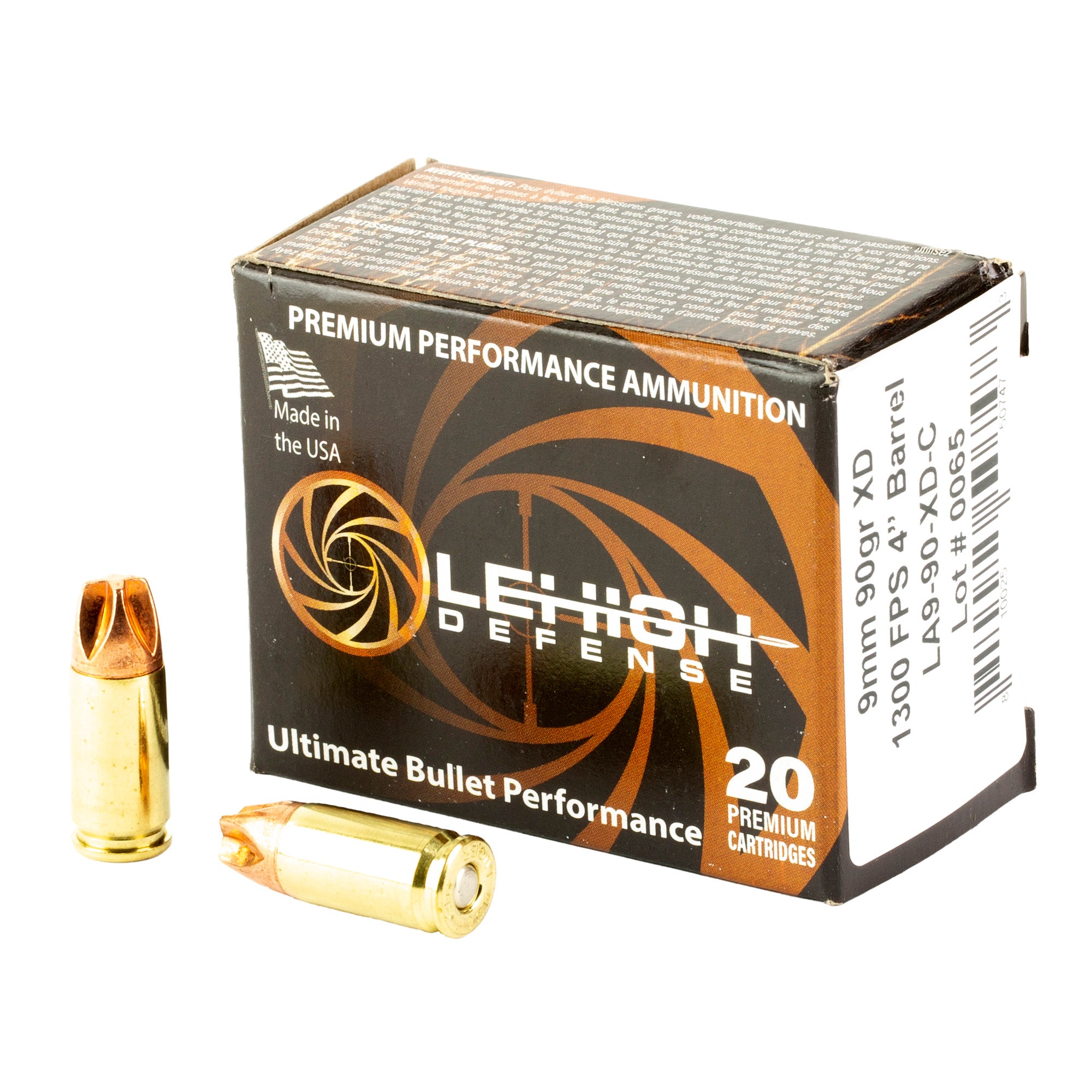 Lehigh Defense Xtreme Defense 9mm 90-Grain Fluid Transfer Monolithic Ammo (20 Rounds per Box, 200 per Case)
