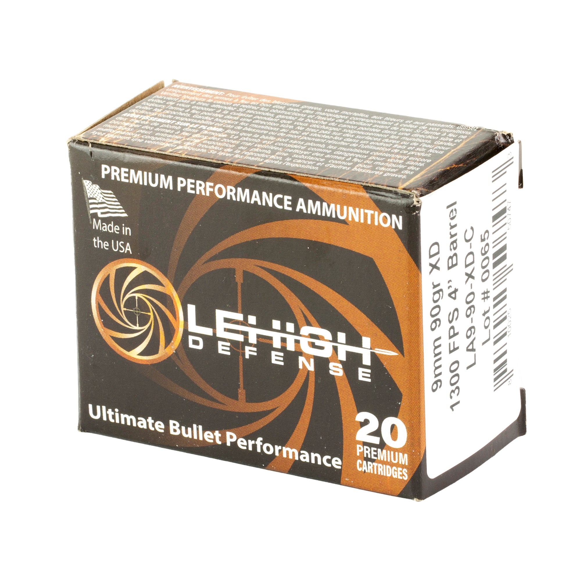 Lehigh Defense Xtreme Defense 9mm 90-Grain Fluid Transfer Monolithic Ammo (20 Rounds per Box, 200 per Case)