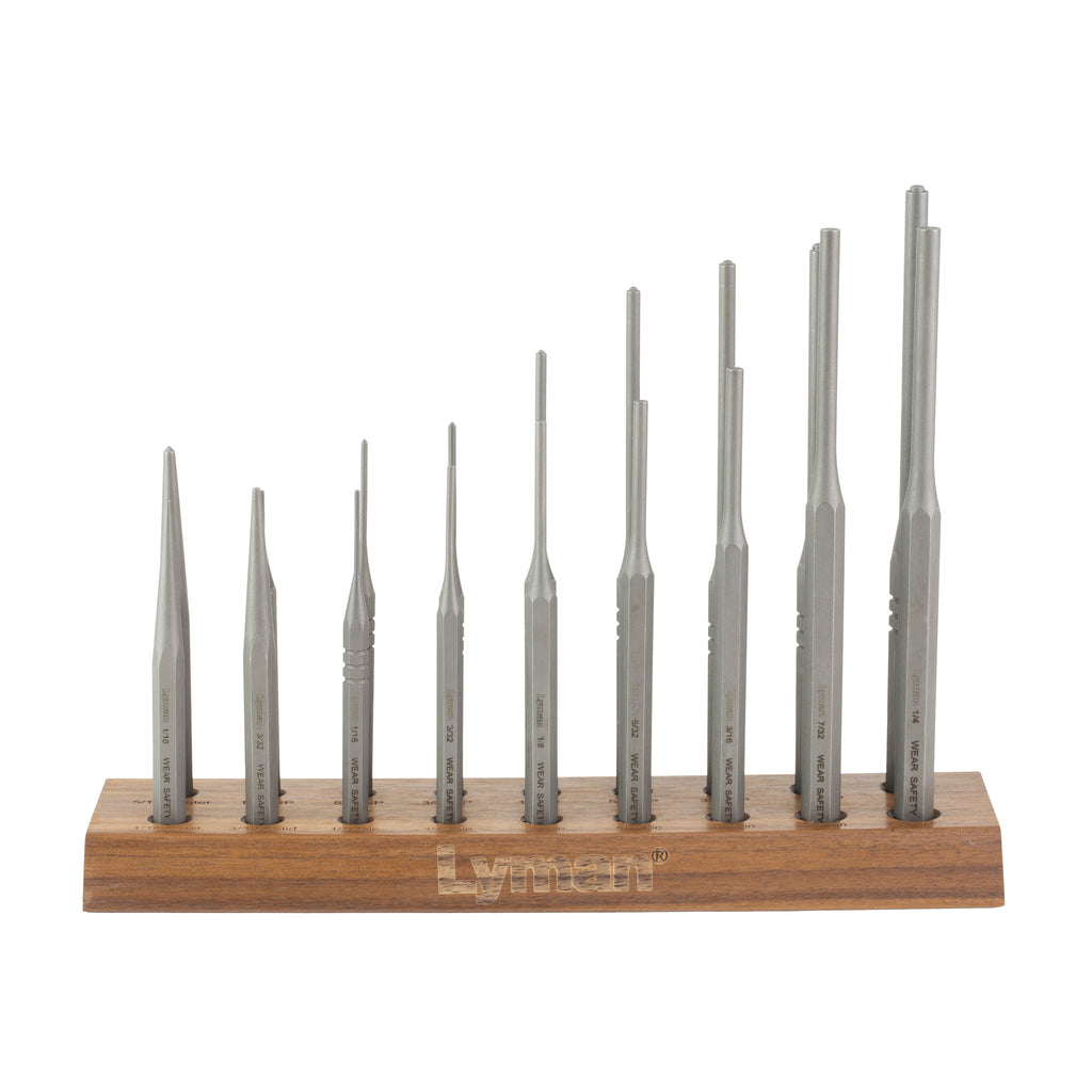 Lyman Products Armorer's 18-Piece Steel Hex Punch Set with Custom Walnut Bench Block