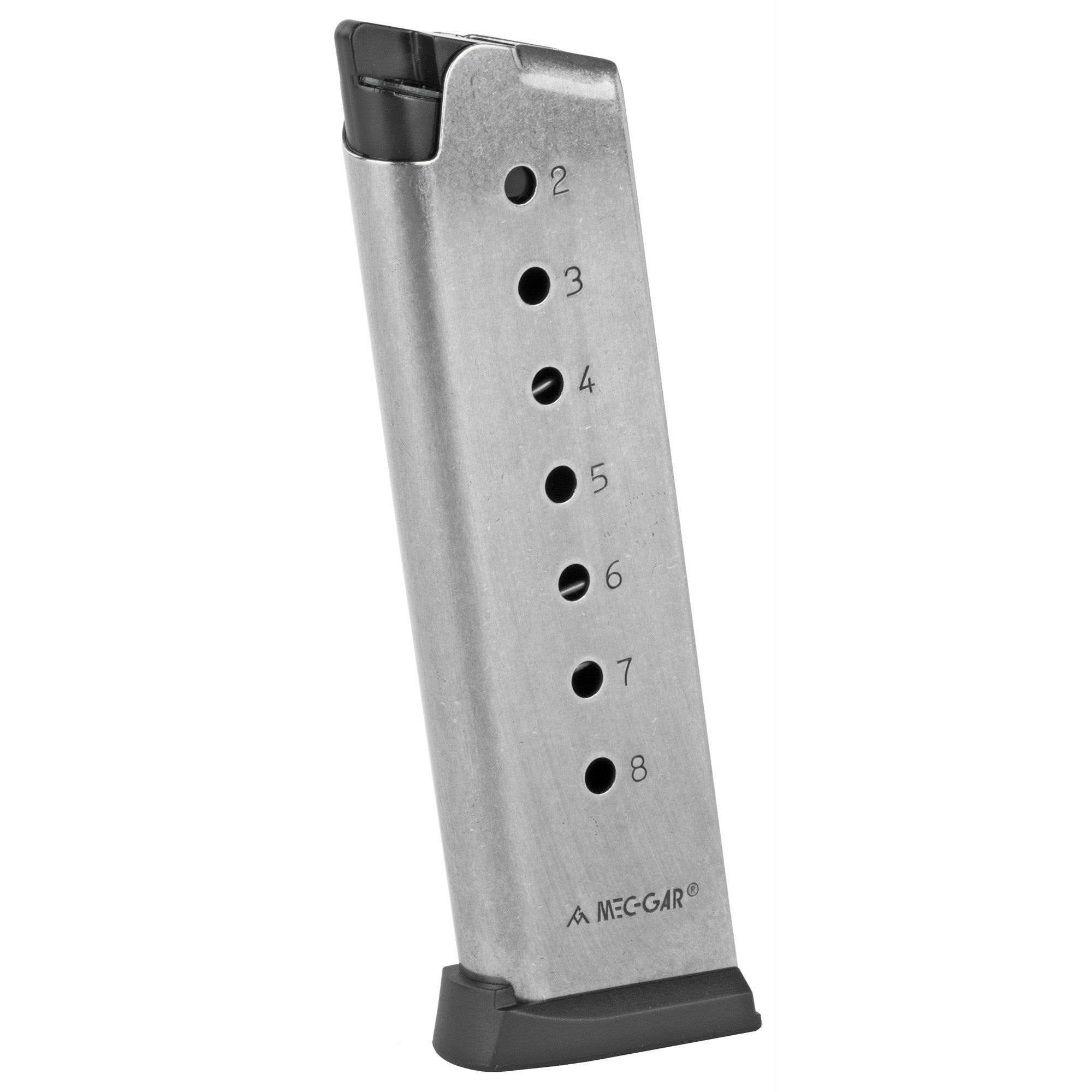 Mec-Gar USA MGCG4508SPF 8-Round Silver Magazine for 1911 Full Size Pistols in 45 ACP