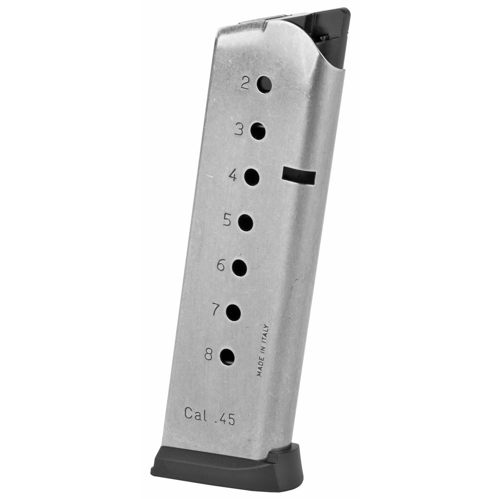 Mec-Gar USA MGCG4508SPF 8-Round Silver Magazine for 1911 Full Size Pistols in 45 ACP