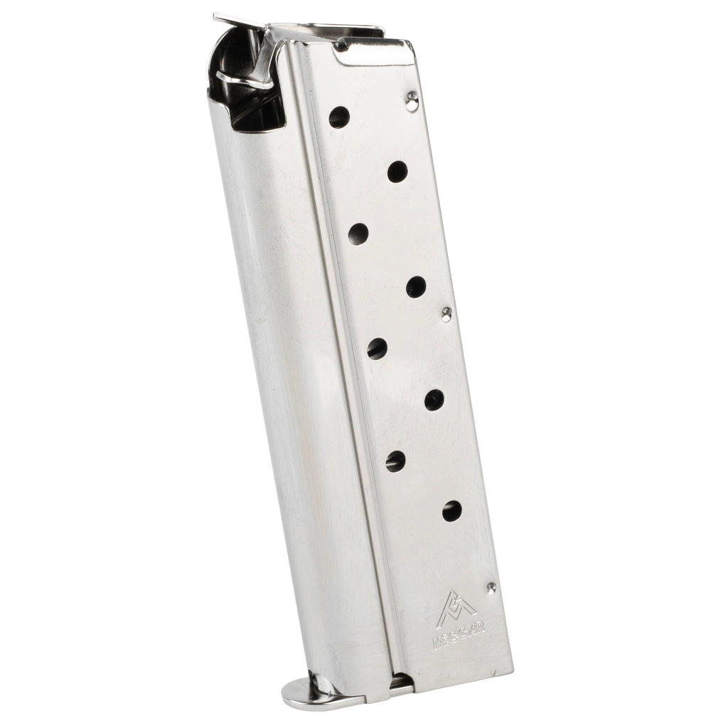 Mec-Gar USA 9mm 9-Round Nickel Magazine for 1911 Full Size Pistols