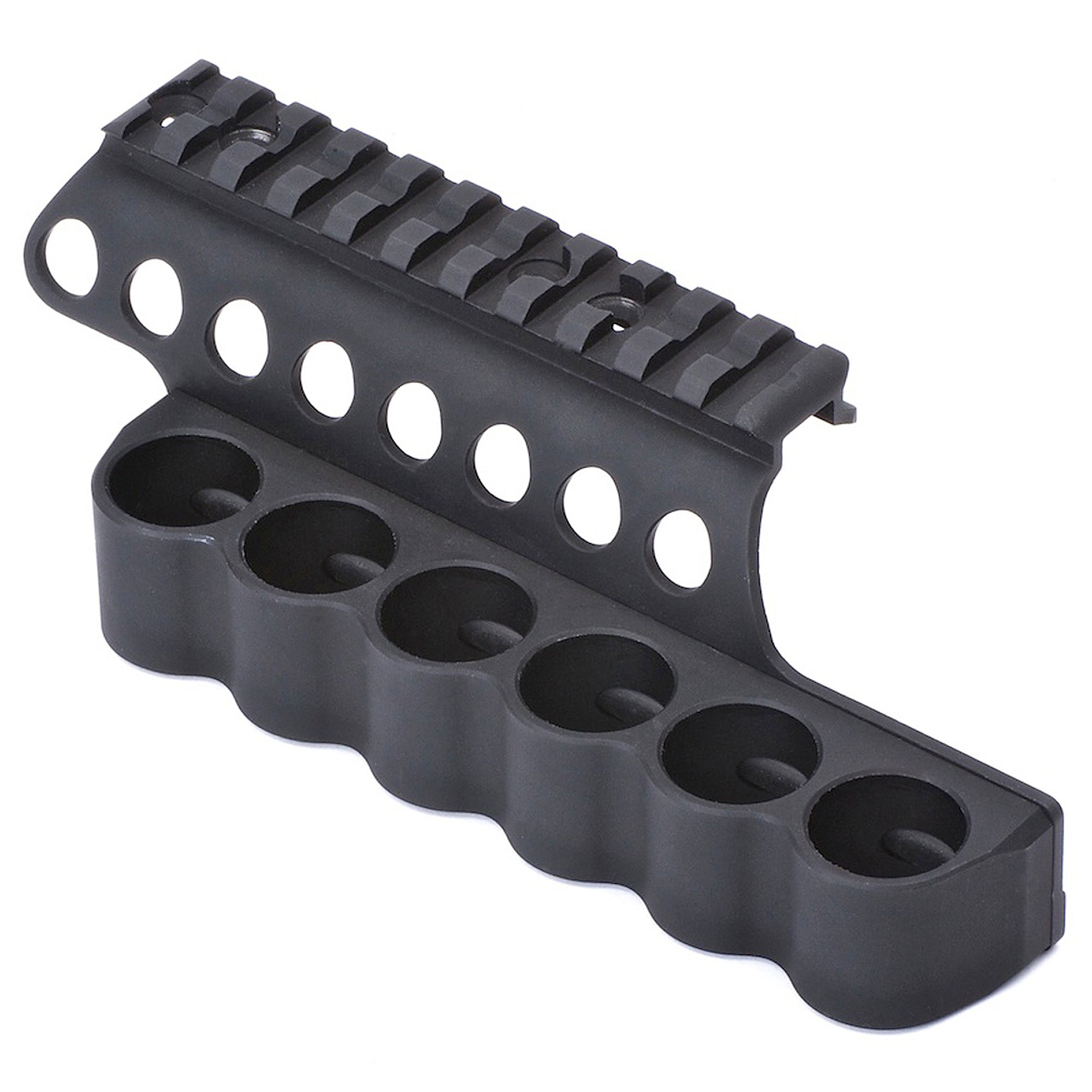 Mesa Tactical SureShell Aluminum Shotshell Carrier with Rail for 6-12 Gauge Shotguns, Black (Part #93630)