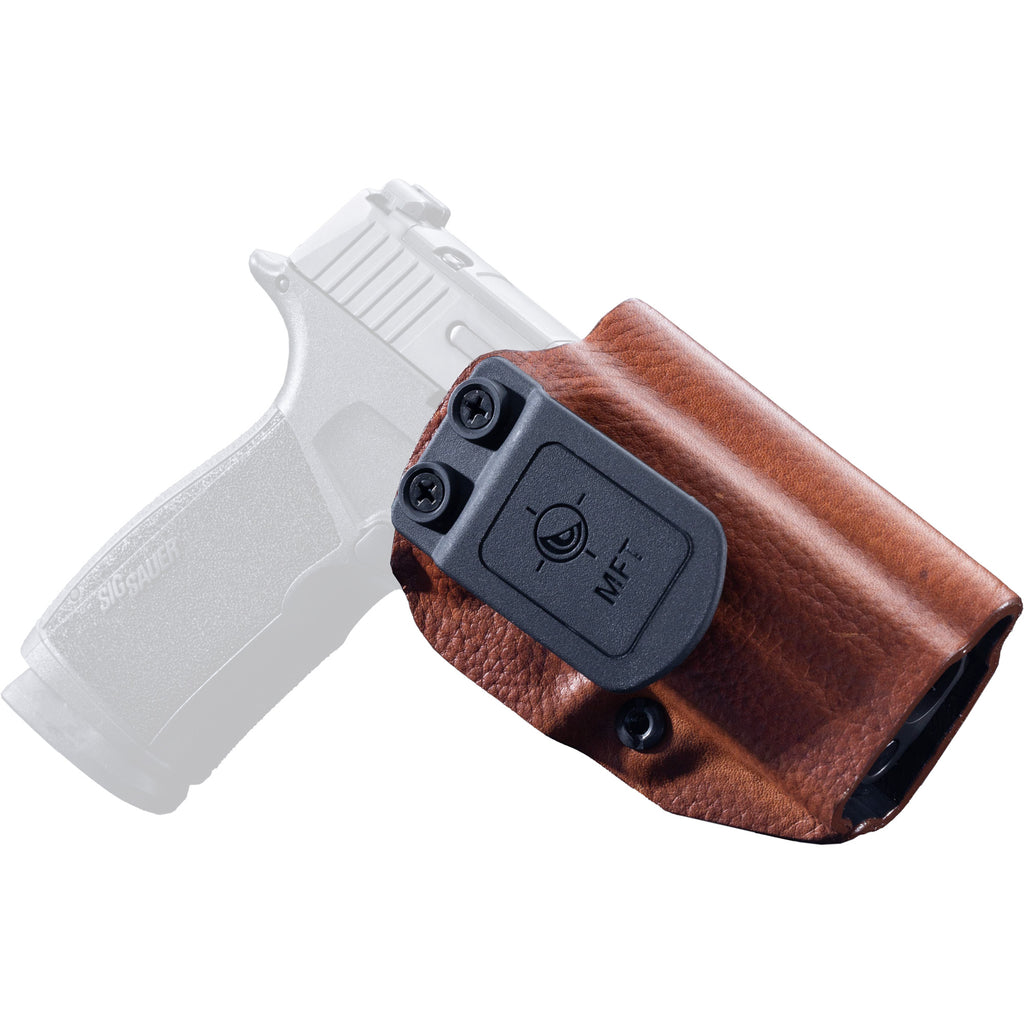 Mission First Tactical H3-SIG-6-BR1 Hybrid Inside Waistband Holster for Sig Sauer P365-XMacro - Brown Kydex and Leather Design