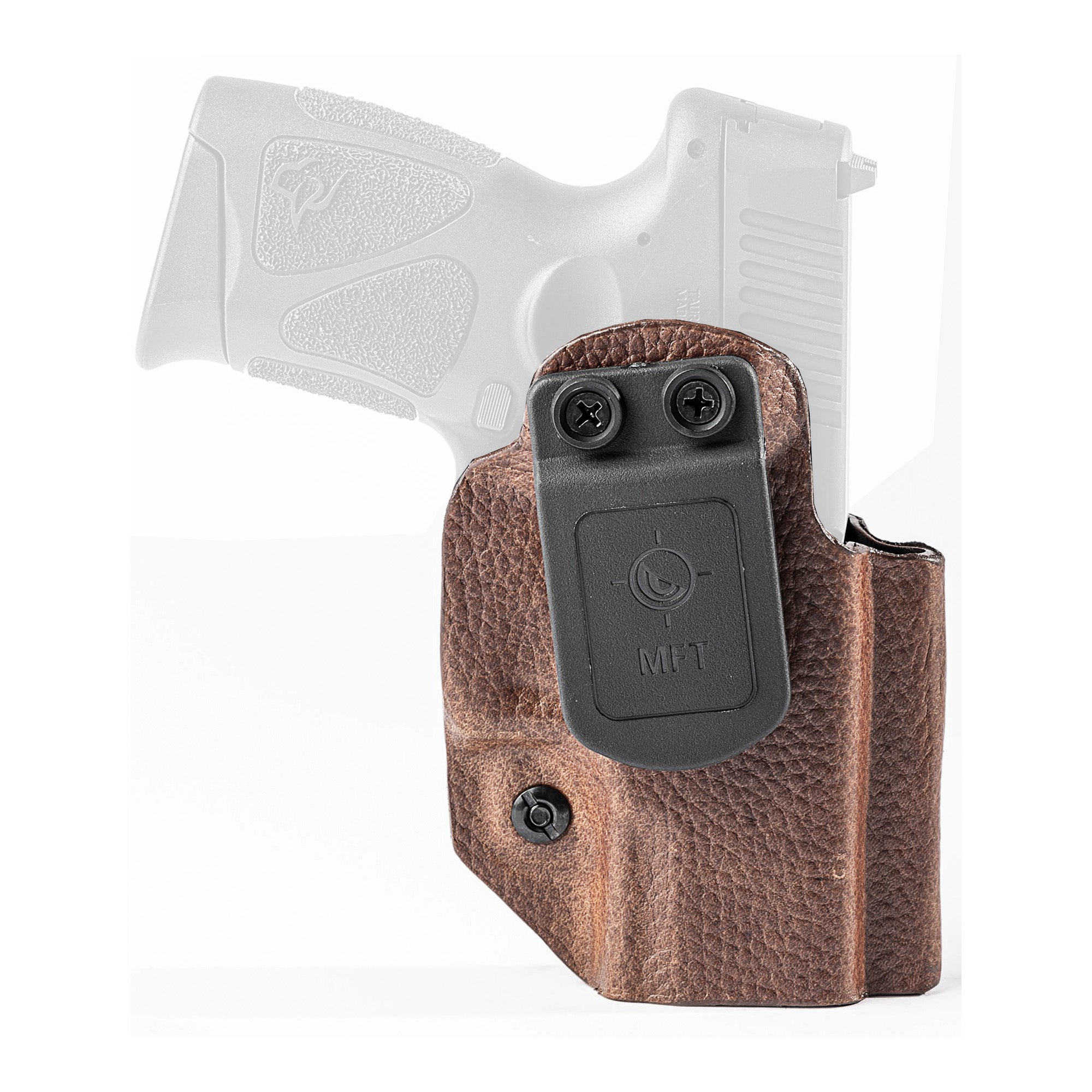 Mission First Tactical Hybrid Holster for Taurus G2C/S/G3C in Brown – Kydex and Leather Inside Waistband Design