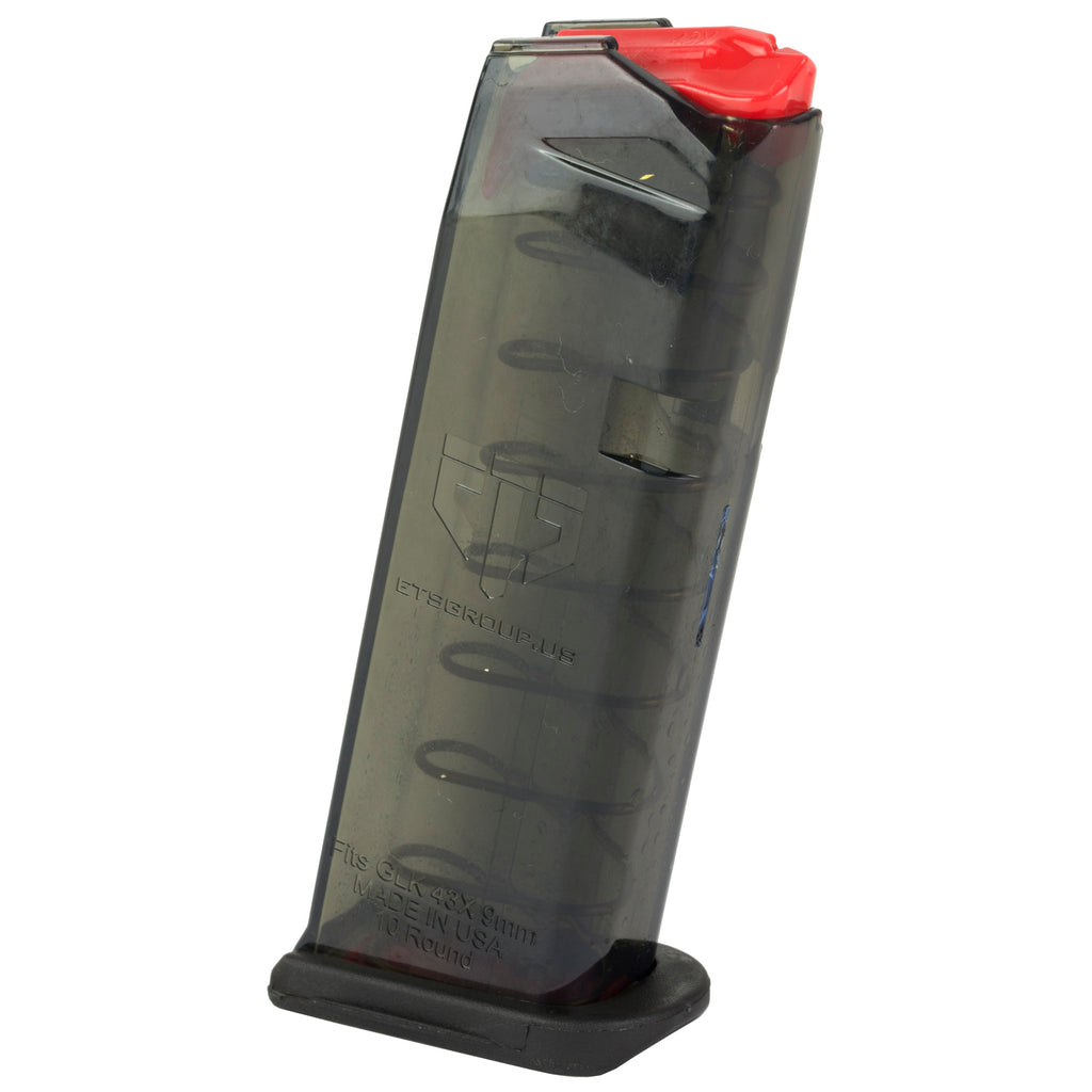 Elite Tactical Systems Group ETS Mag for Glock 43X 9mm, 10-Round Capacity, Carbon Smoke
