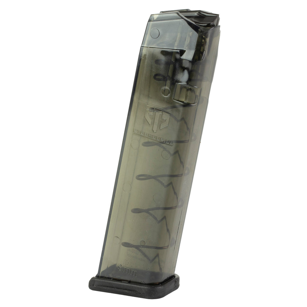 Elite Tactical Systems Group SMK-GLK-9-22 9mm Magazine for Glock 17/19, 22 Rounds, Carbon Smoke