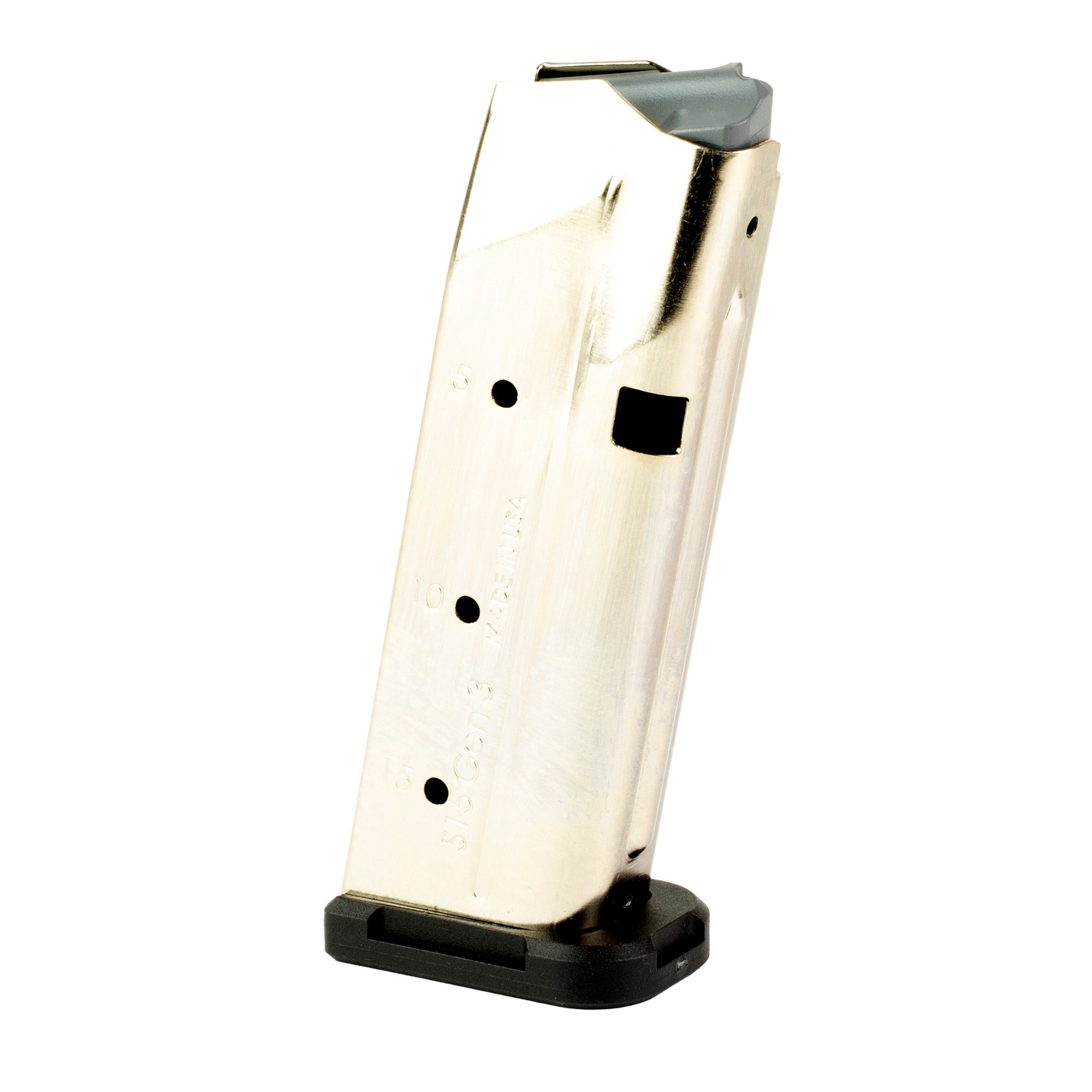 Shield Arms S15 Magazine for Glock 43X and 48 – 15 Rounds, 9mm, Silver