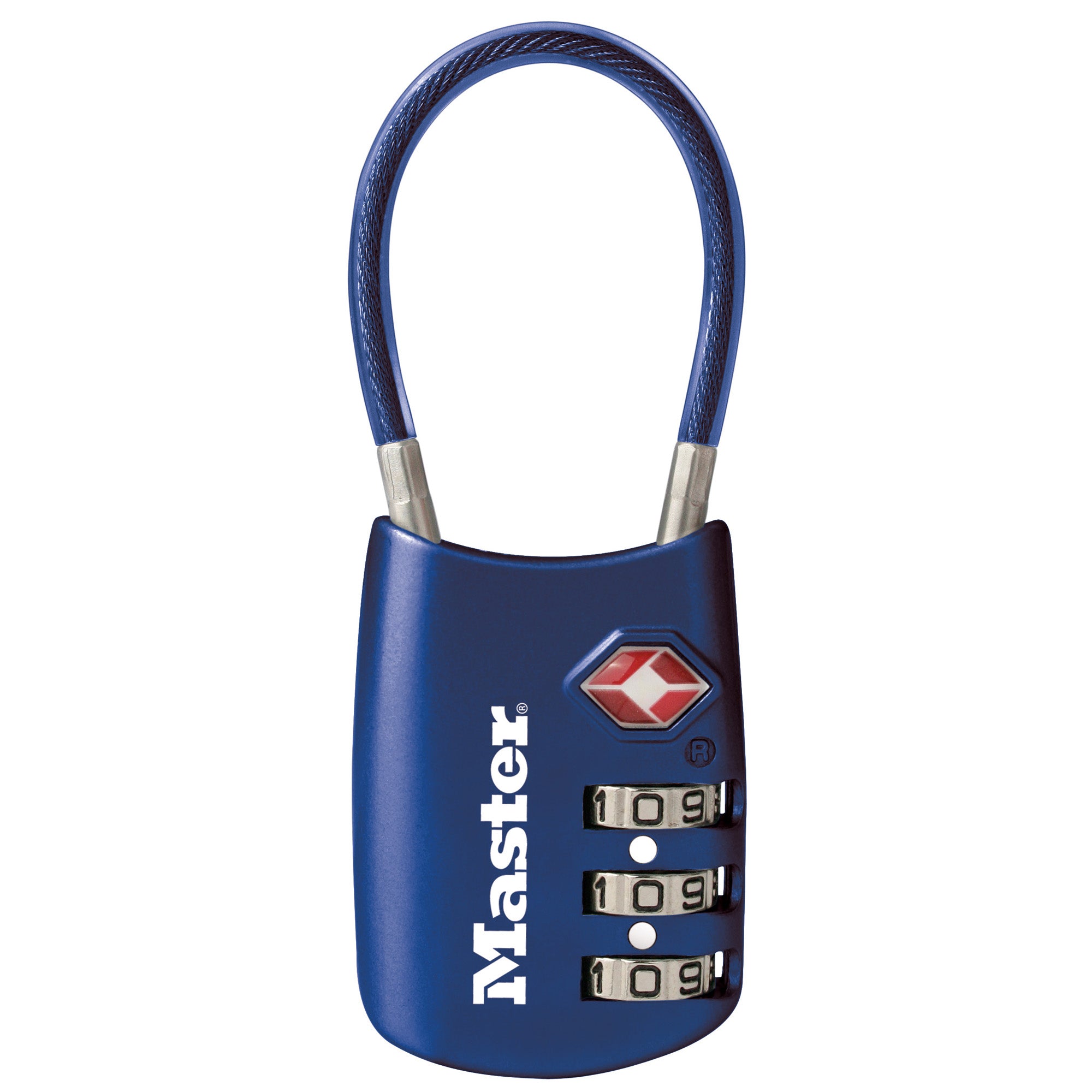 MasterLock 4688DBLU TSA Combination Padlock with Flexible Shackle in Blue