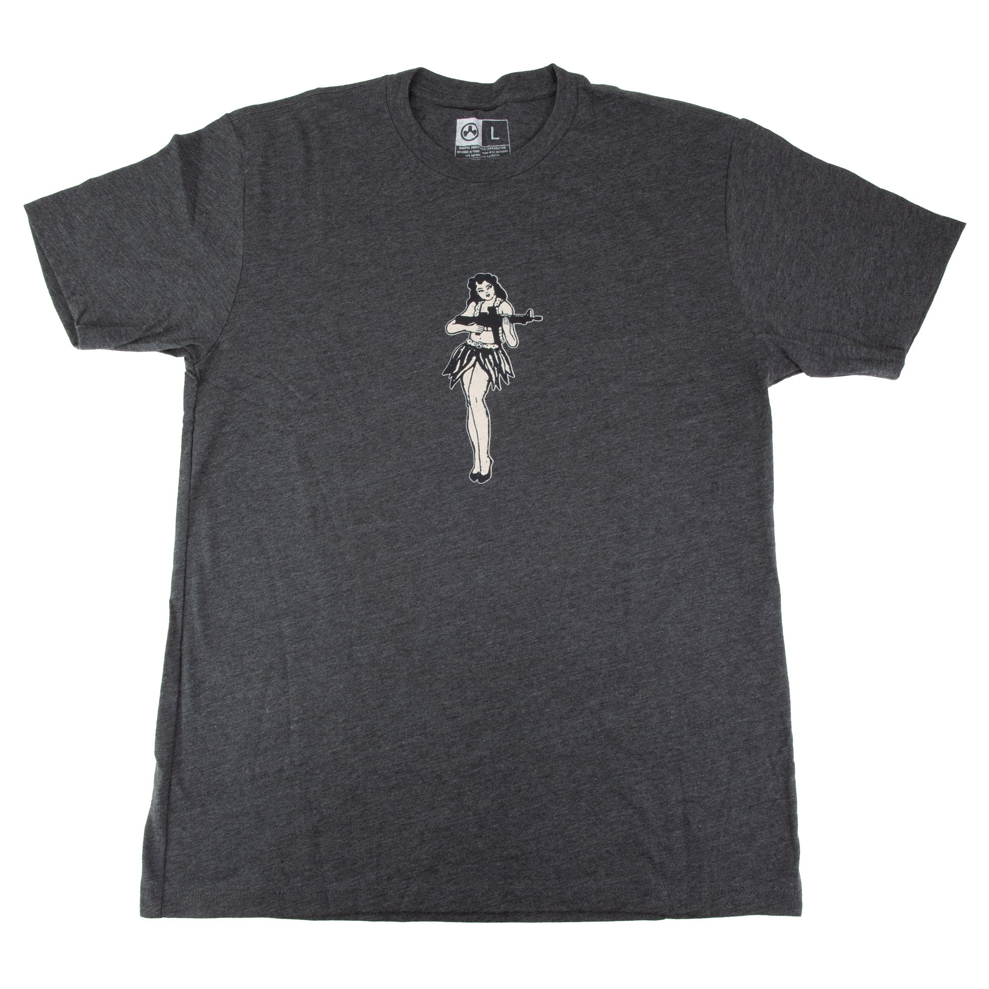 Magpul Industries Hula Girl Charcoal T-Shirt - Large Cotton-Poly Blend Athletic Fit