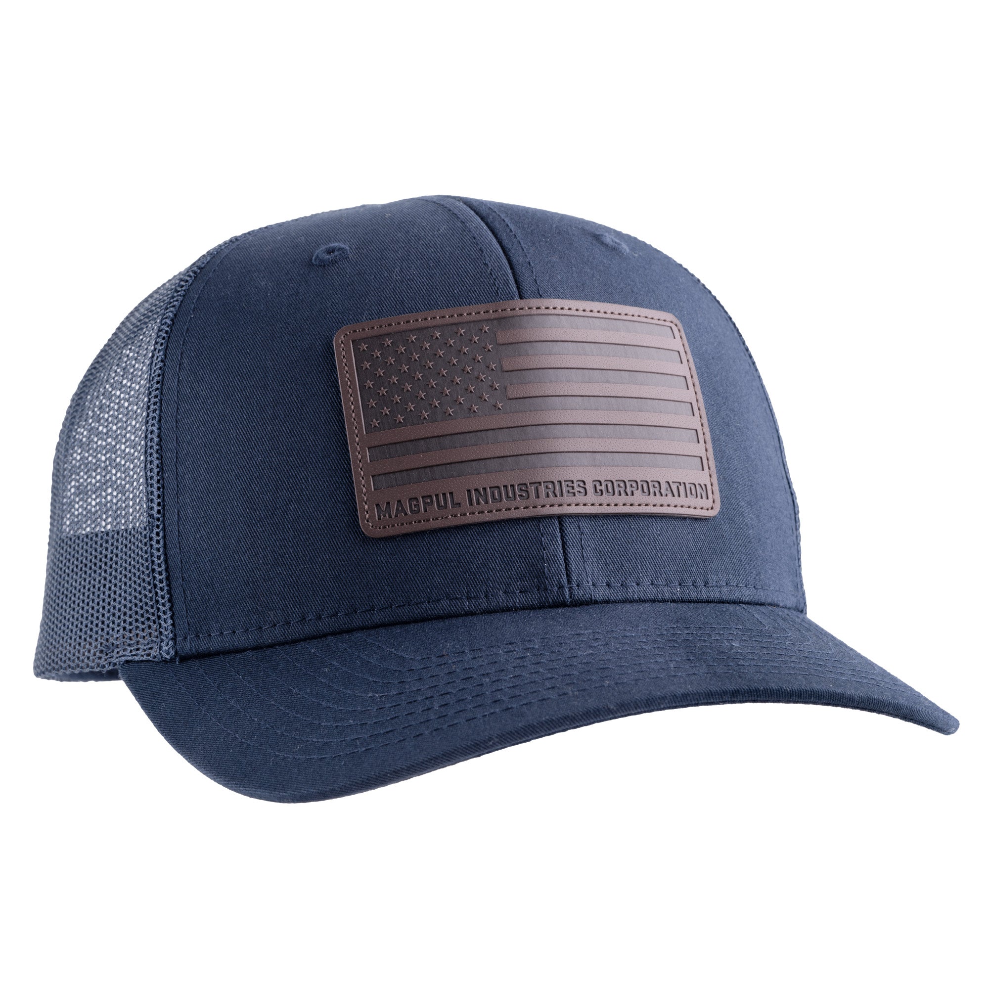 Magpul Industries MAG1212-410 Standard Leather Patch Trucker Hat, Navy
