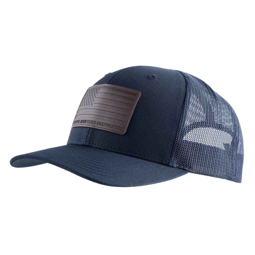 Magpul Industries MAG1212-410 Standard Leather Patch Trucker Hat, Navy