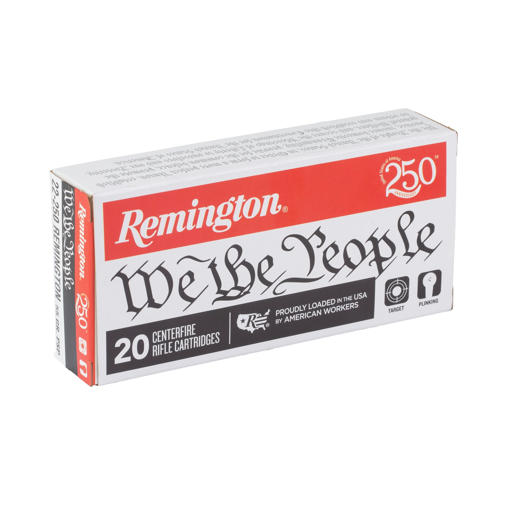Remington We The People 22-250 Remington 55 Grain Pointed Soft Point Ammunition (Case of 200)