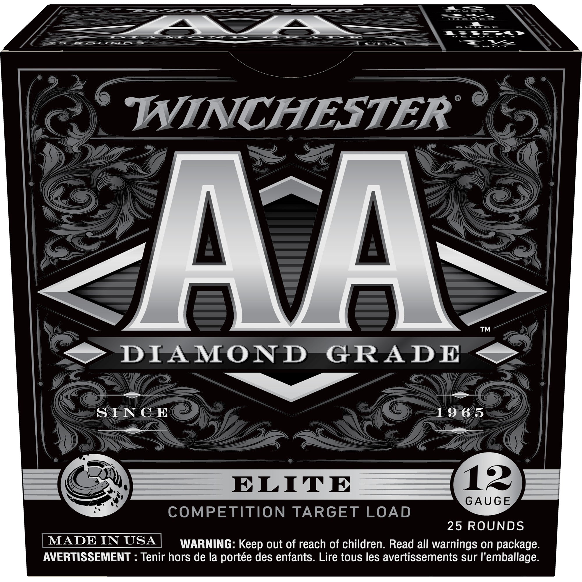 Winchester Ammunition AA Diamond Grade 12 Gauge Shotshells - 1 oz #7.5, 25 Rounds per Box