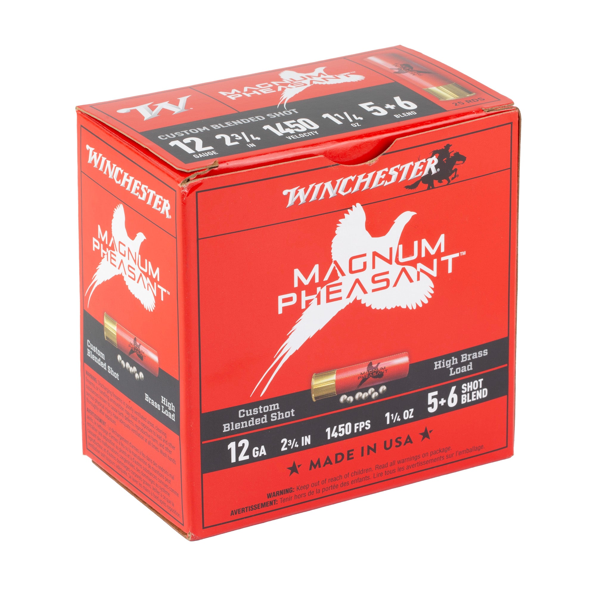 Winchester Ammunition Magnum Pheasant 12 Gauge Shotshell - 1 3/8 oz Buckshot #5/#6, 25/Box