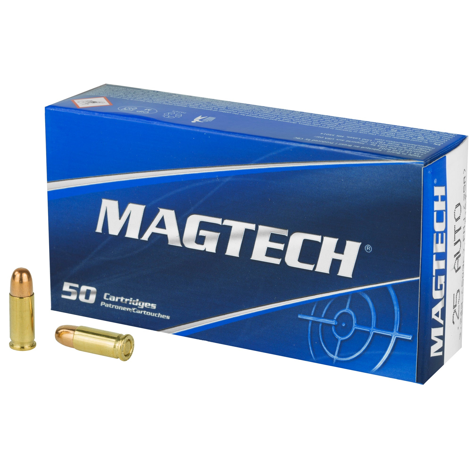 Magtech 25 ACP Full Metal Jacket Ammunition - Sport Shooting, 50 Grain, 50 Rounds