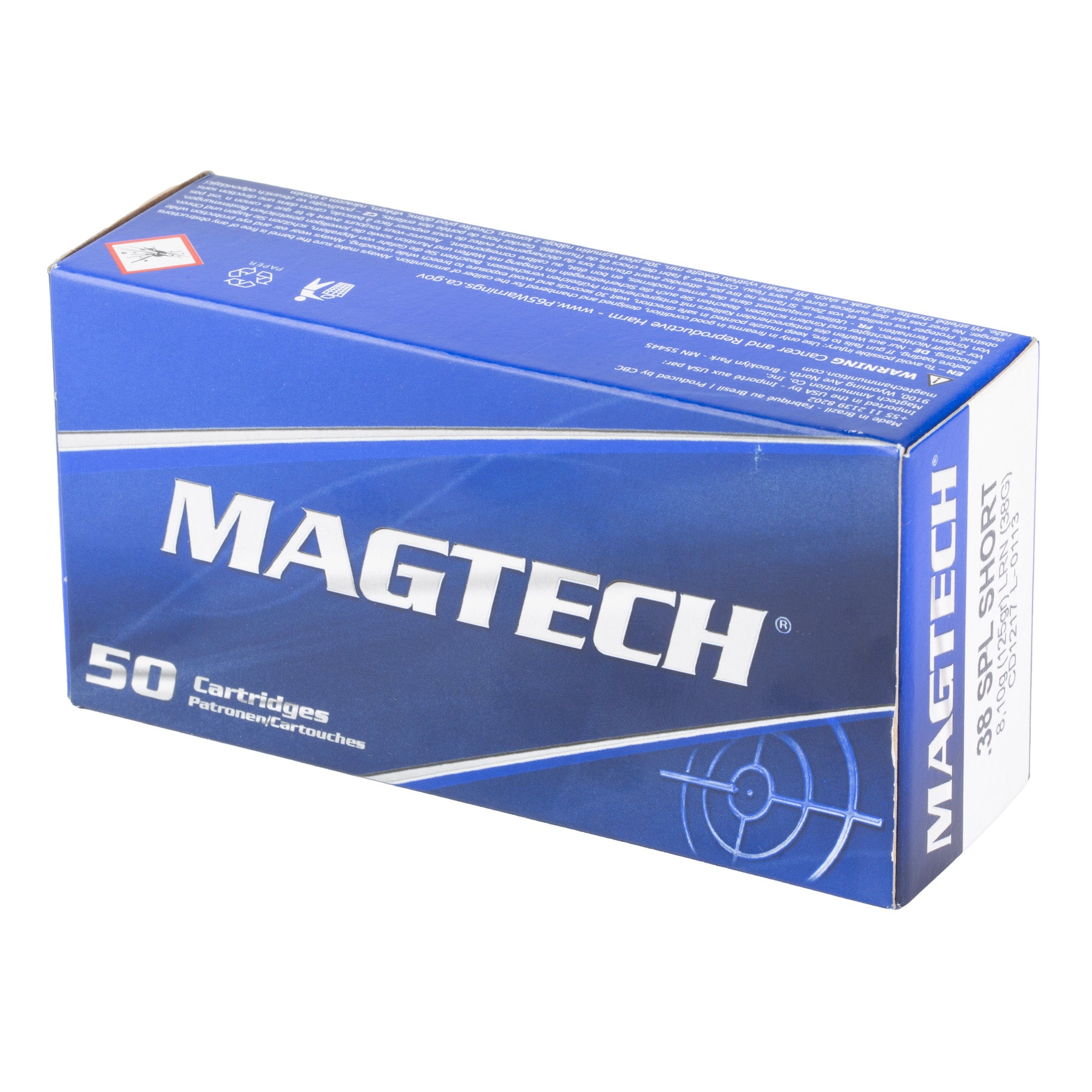 Magtech 38 Special Sport Shooting Lead Round Nose Ammunition, 125 Grain - 50 Rounds