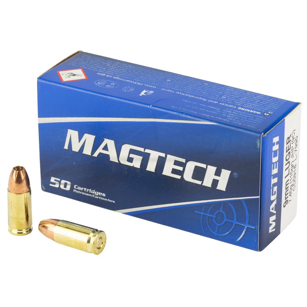 Magtech 9mm 115 Grain Jacketed Hollow Point Ammunition – Sport Shooting Series, 50 Rounds