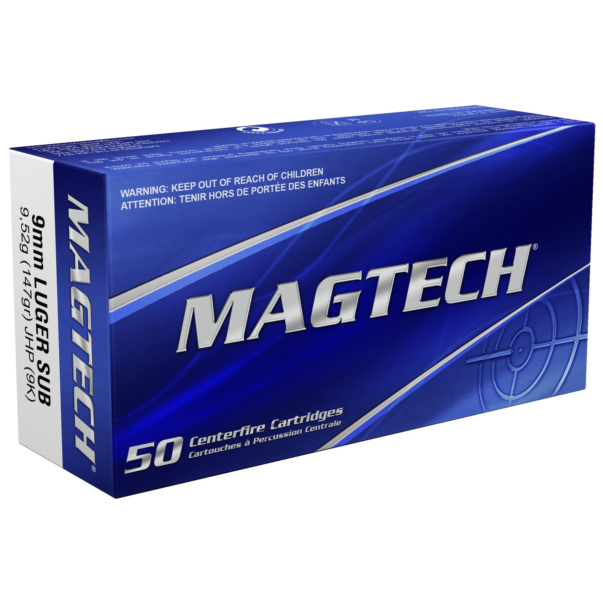 Magtech 9mm 147 Grain Jacketed Hollow Point Ammunition (50 Rounds)