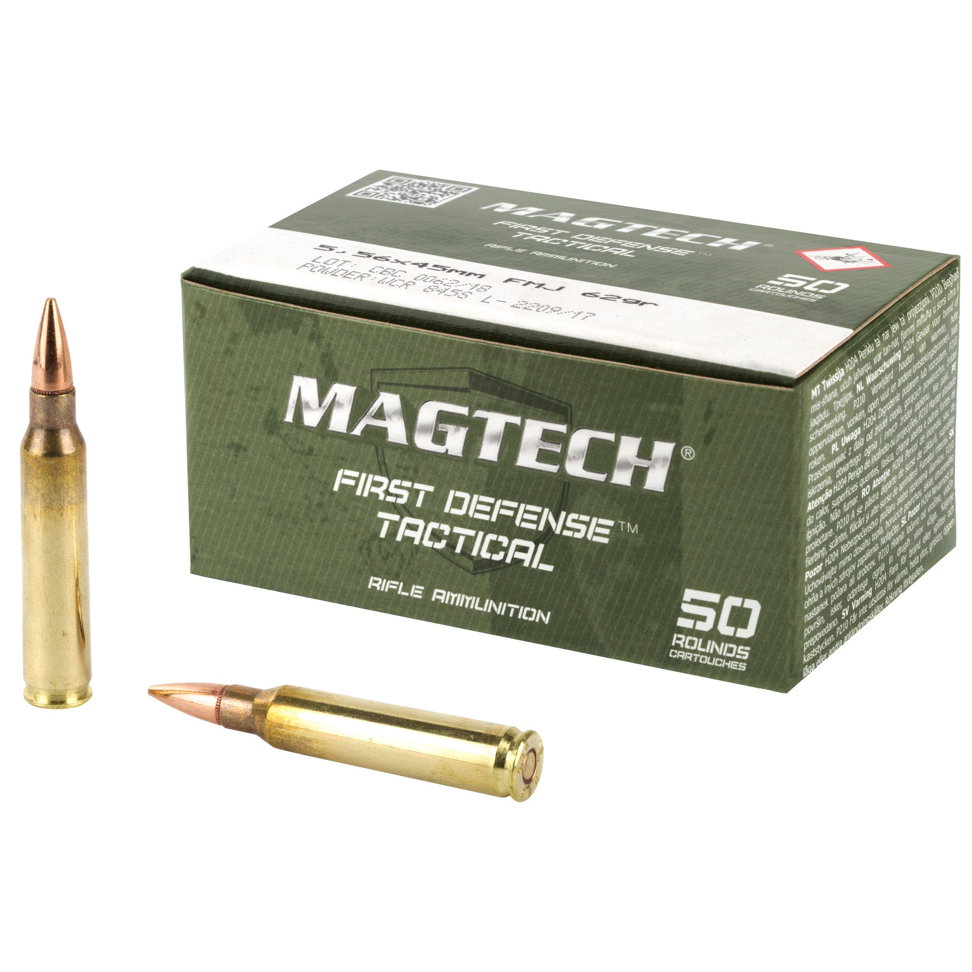 Magtech First Defense 556 NATO 62 Grain Full Metal Jacket Ammunition, 50 Rounds per Box