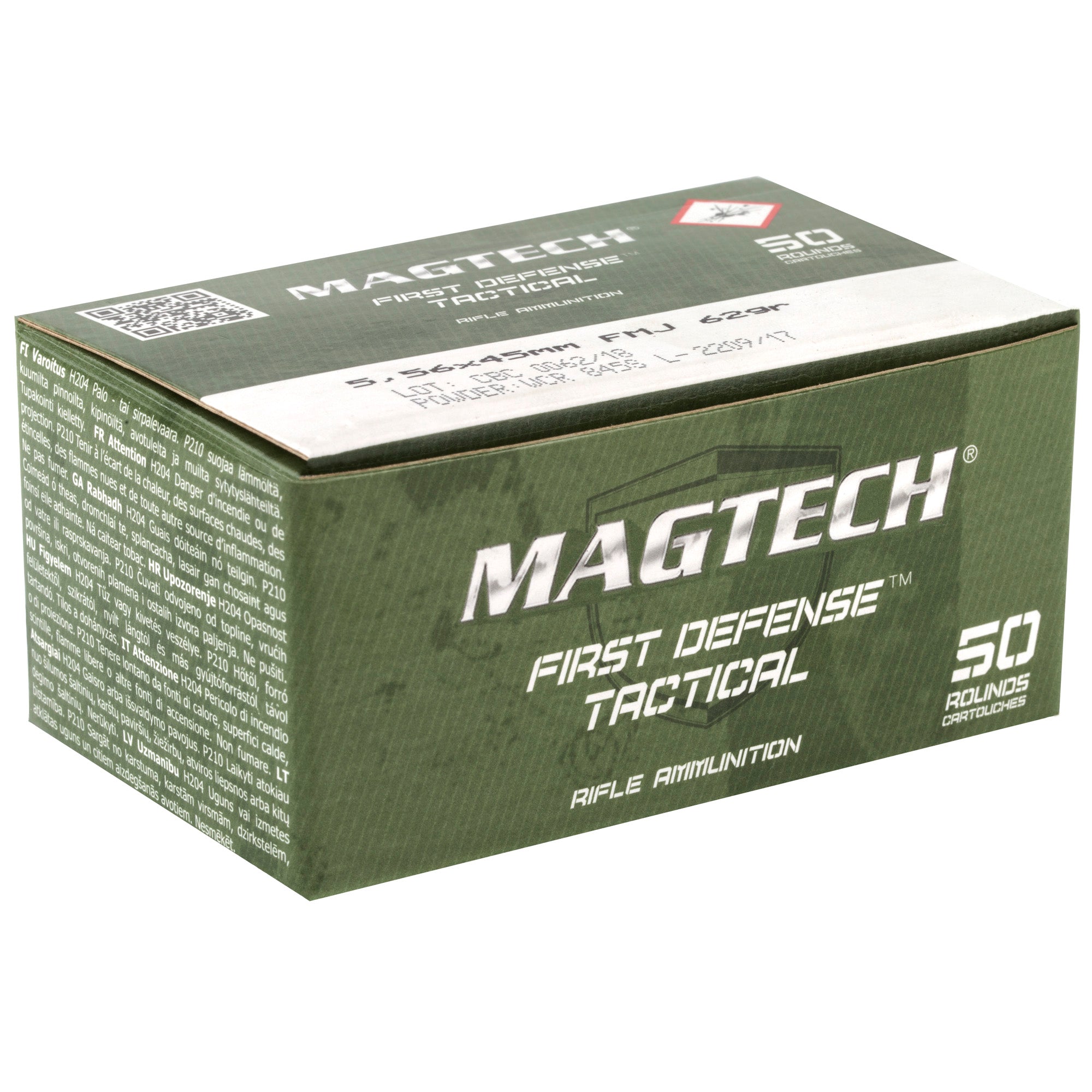 Magtech First Defense 556 NATO 62 Grain Full Metal Jacket Ammunition, 50 Rounds per Box