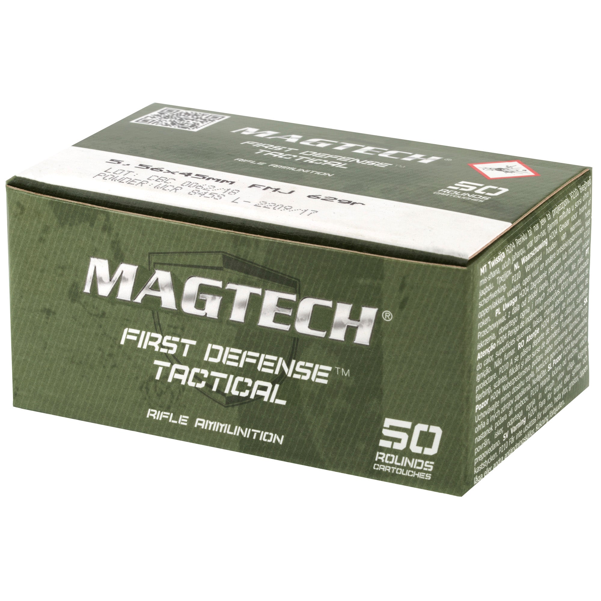 Magtech First Defense 556 NATO 62 Grain Full Metal Jacket Ammunition, 50 Rounds per Box