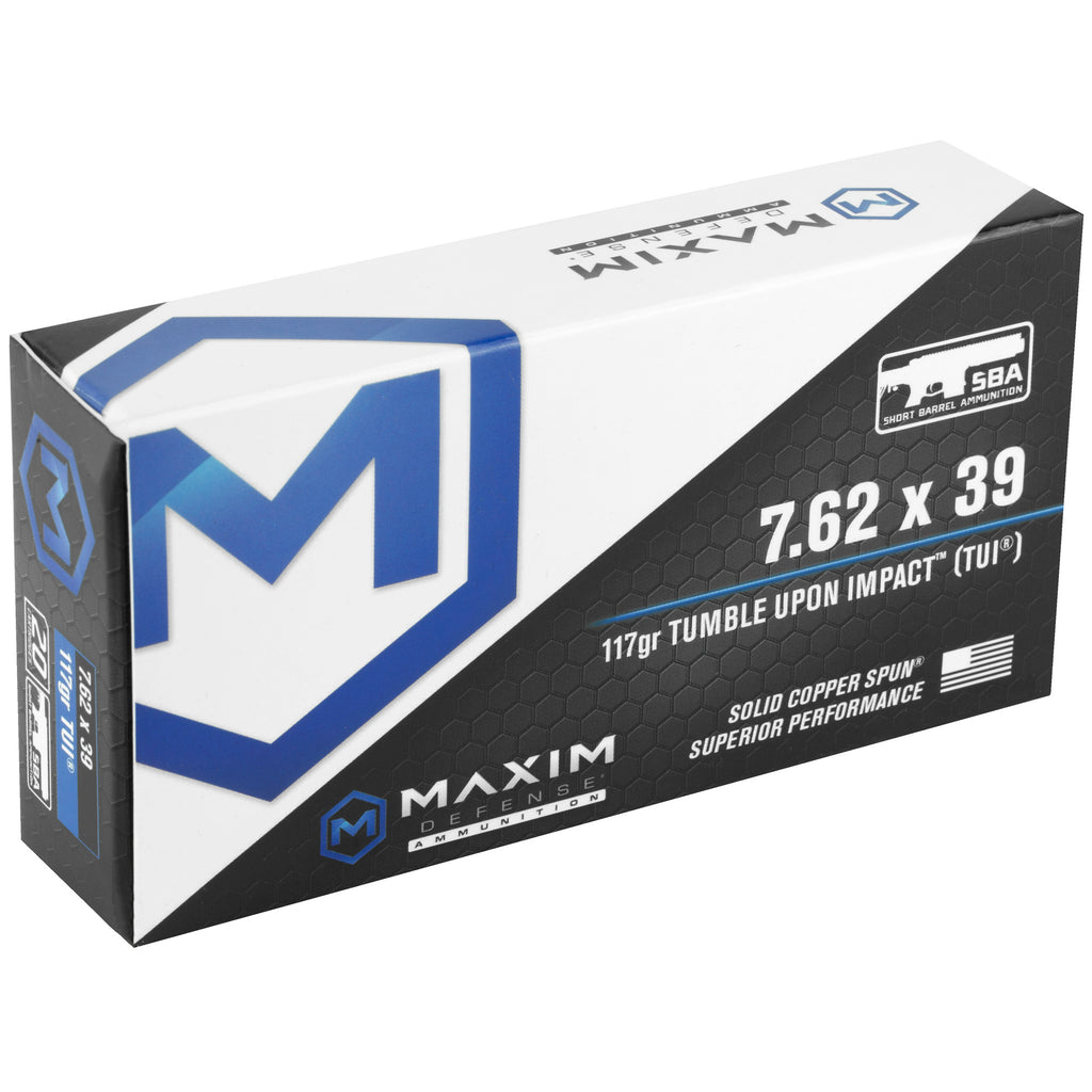 Maxim Defense Industries 7.62x39 SBA Short Barrel Ammunition – 117 Grain Tumble Upon Impact Copper Rounds